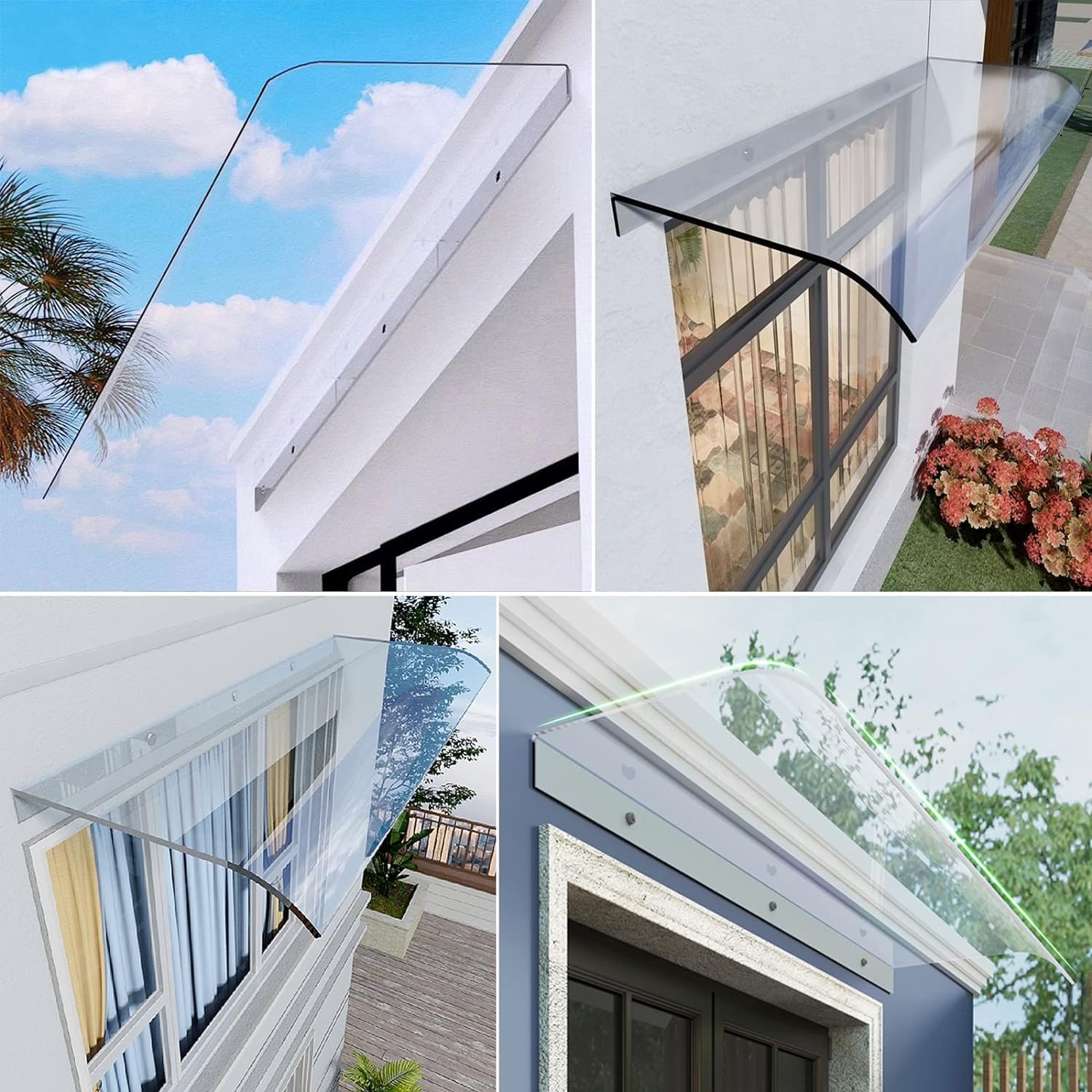 Polycarbonate Window Awning Canopy - 50x200cm (20