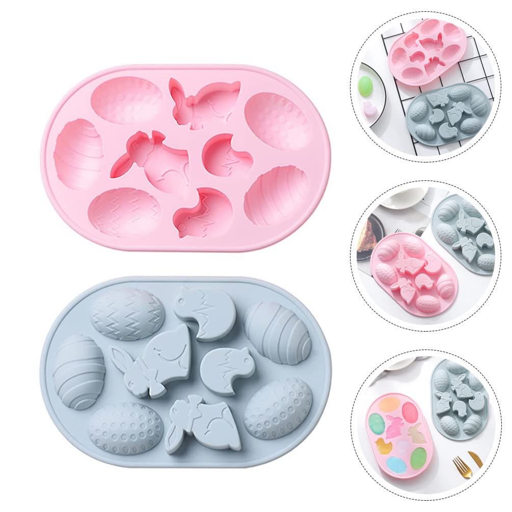 2pcs Bunny Shaped Silicone Cake Molds for DIY Baking - Egg Design Chocolate & Cake Molds - Creative Baking Supplies for Easter, Birthdays & Party Decorations