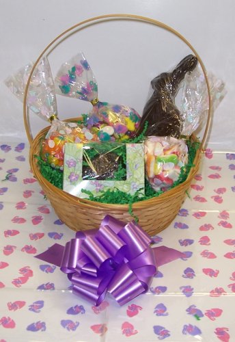 Scott's Cakes Small Easter Candy Basket with Classic Bunny Hop Wrapping - Perfect for Easter Gifts, Party Favors & Spring Celebrations