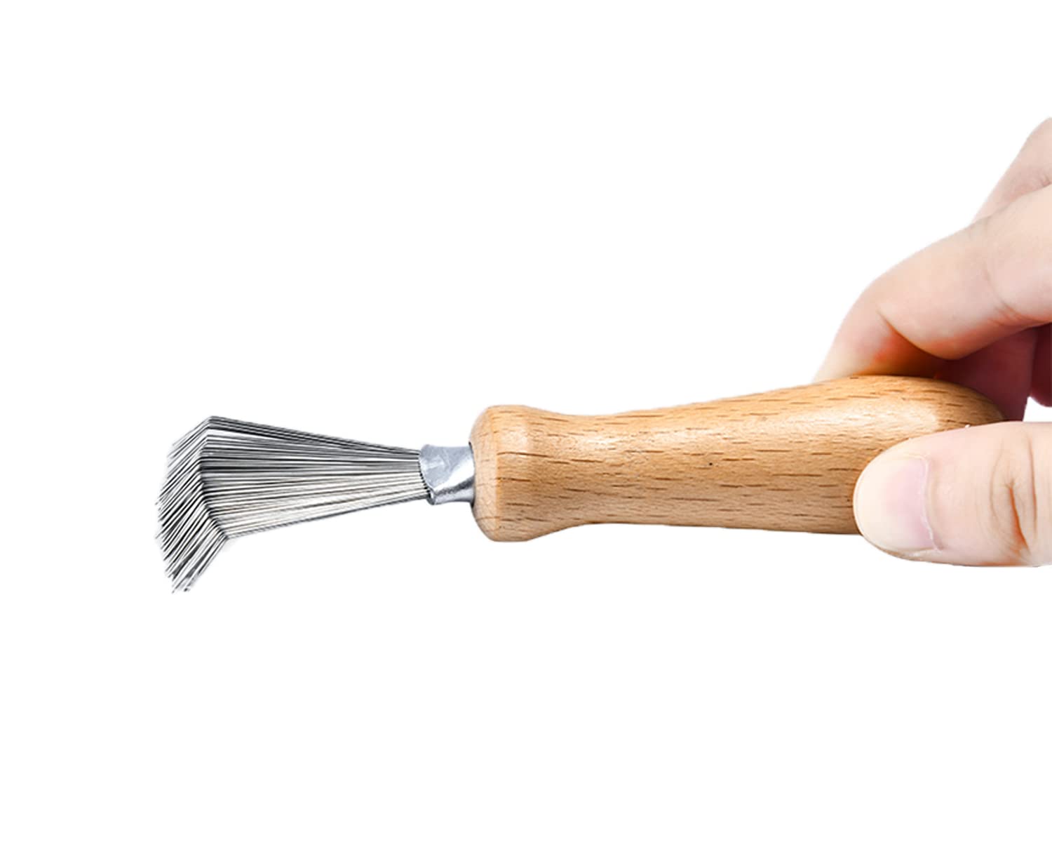 Hair Brush Cleaner Tool with Metal Wire Rake & Wooden Handle - Remove Hair Dirt, Lint & Debris - Comb Cleaning Brush for Home & Salon Use - Perfect for Detangling, Deep Cleaning & Maintaining Hair Brushes