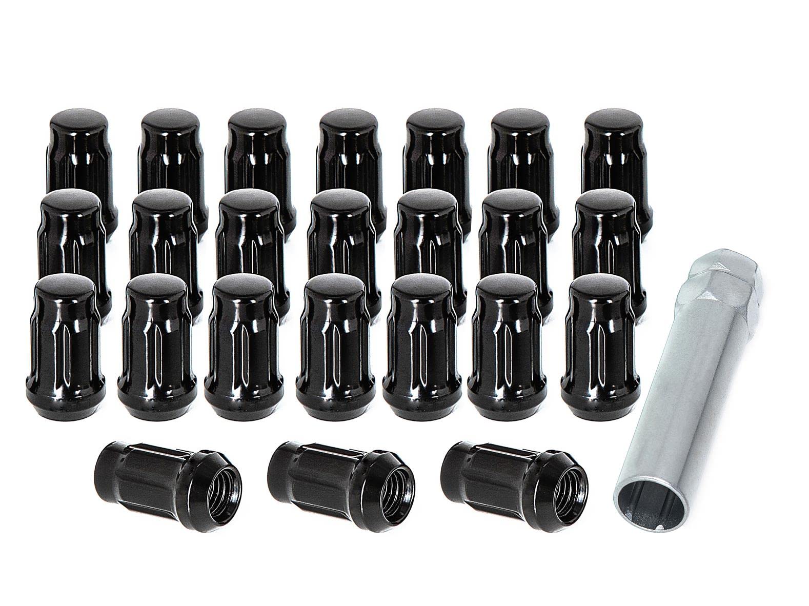 Black 24-Piece M12x1.5 6-Spline Lug Nuts with Cone Seat - Compatible with Chevrolet Cruze, Malibu, Ford Fusion, GMC, Honda Accord - Durable Wheel Accessories for Aftermarket Rims - Perfect for Car Upgrades & Off-Road Adventures