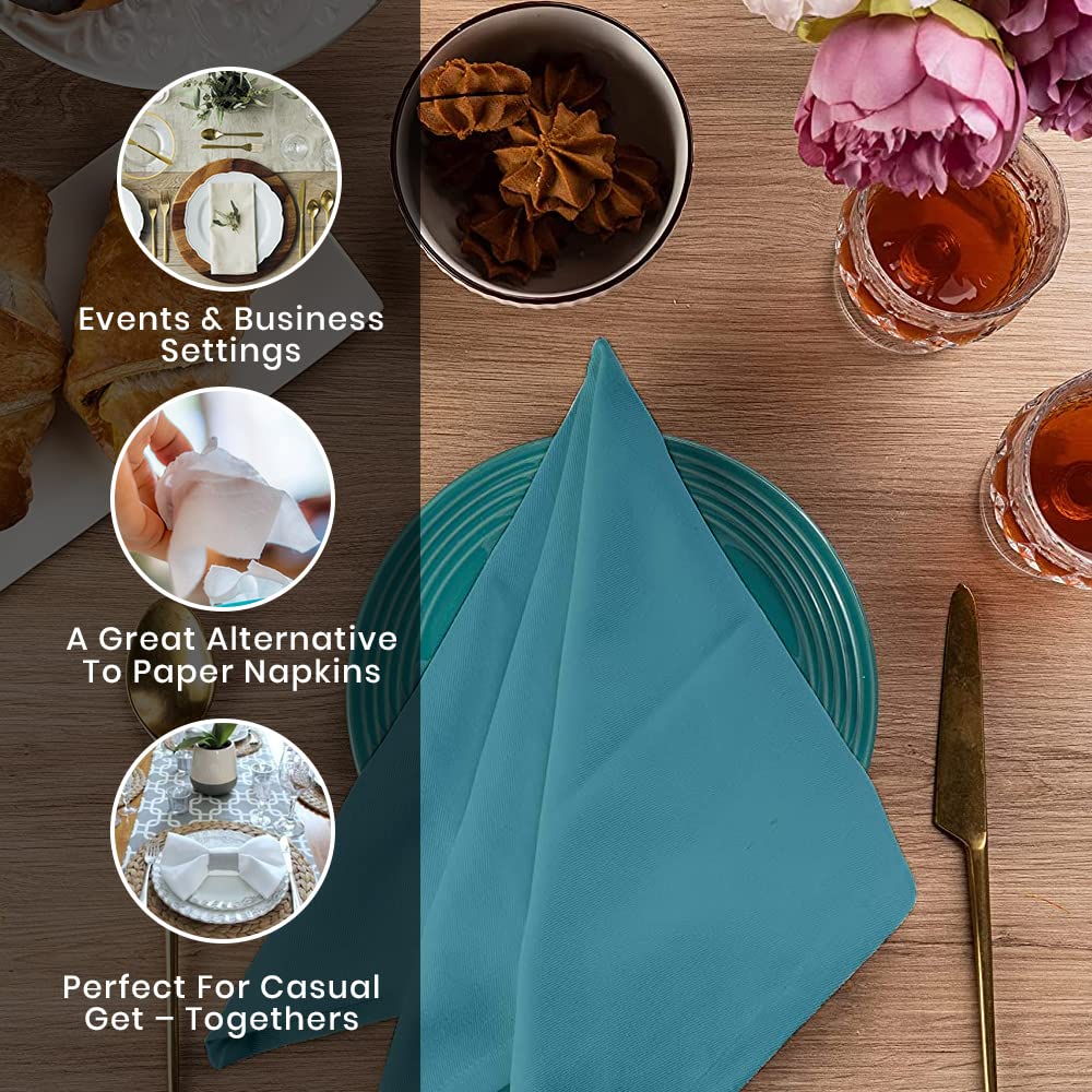 Premium Aqua Blue Cotton Dinner Napkins 18x18 Inch - 6 Pack Washable & Reusable Cloth Napkins for Spring, Easter, Wedding, BBQ, Cocktail Party, Hotel & Cafe Decor - Eco-Friendly Table Linens for Everyday Dining & Special Occasions