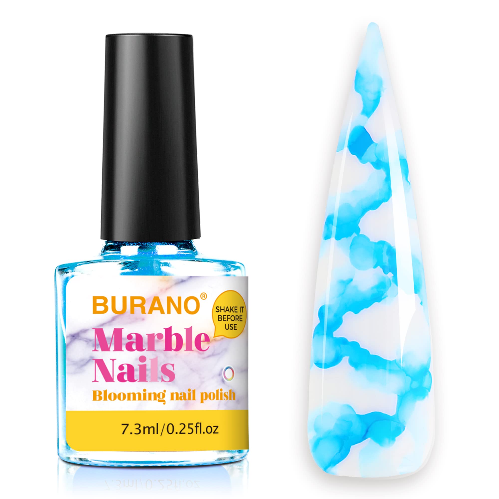 BURANO Marble Nail Gel Polish - Blooming Gel for DIY Nail Art, Marble Tints Nail Polish for Home & Salon Use (Blue 01) | Perfect for Manicures, Pedicures & Professional Nail Designs