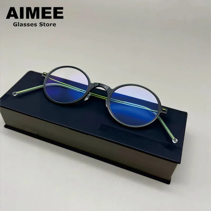 Aimee Unisex Full Rim Oval Screwless Titanium Acetate Eyeglasses Frame 6508 - Lightweight Durable Glasses for Work, Reading & Fashion