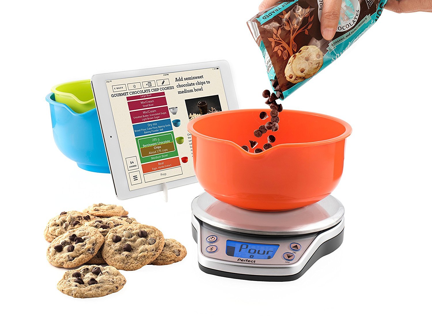 Wireless Perfect Bake Pro Smart Kitchen Scale with Recipe App - Digital Food Scale for Baking, Cooking & Meal Prep - Perfect for Home Chefs & Bakers