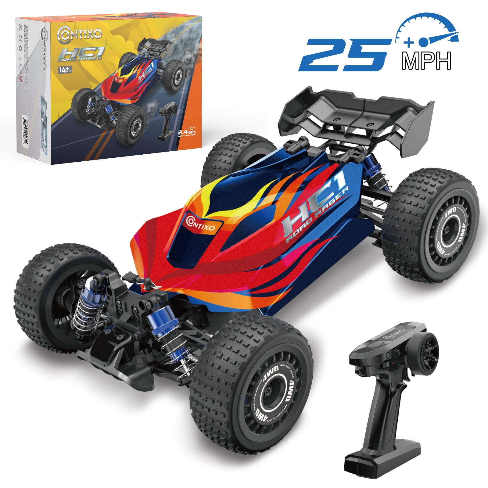 Contixo HC1 1:16 Scale High Speed RC Race Car - Remote Control Off-Road Vehicle for Kids & Adults - Perfect for Backyard Racing, Indoor Tracks & Outdoor Adventures