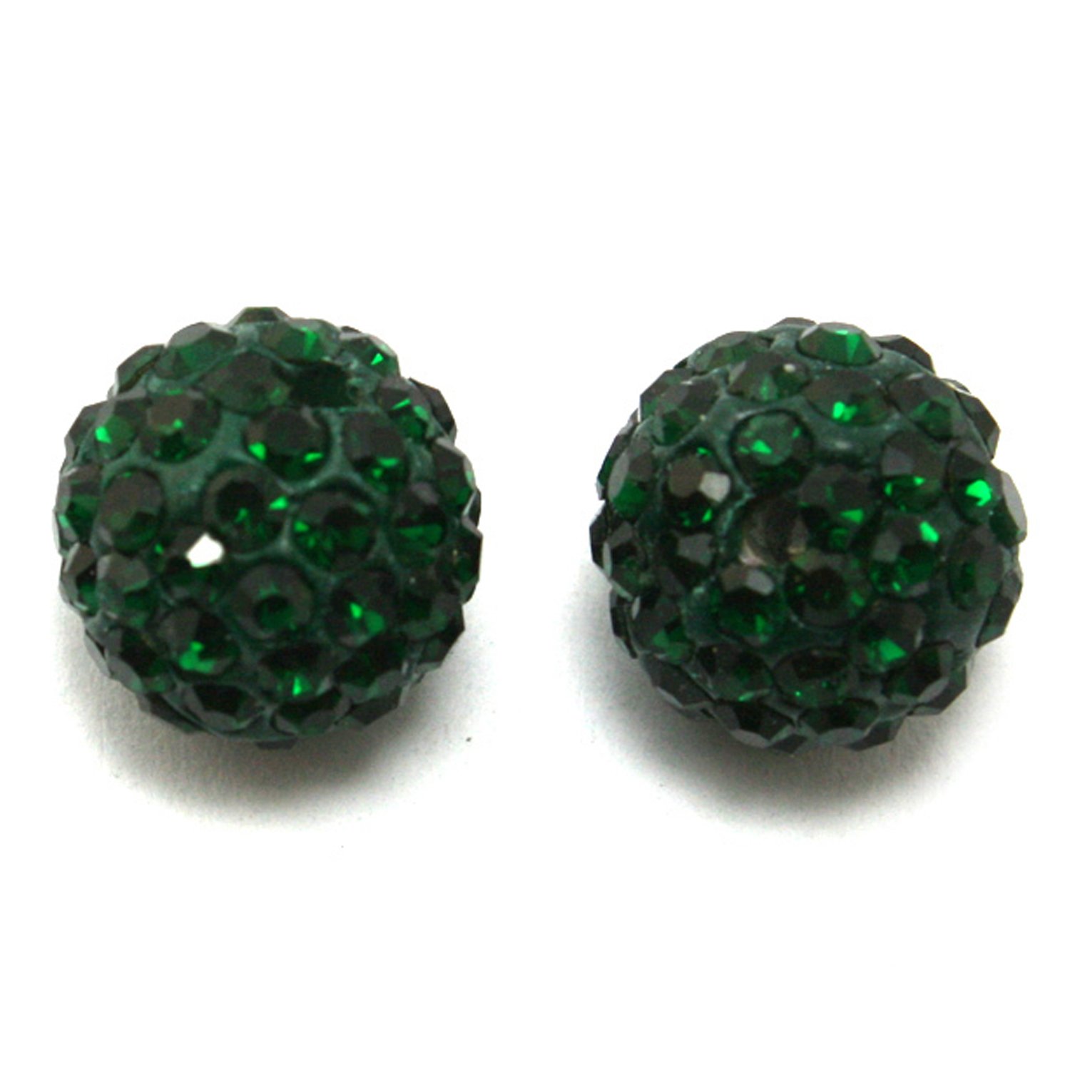 RUBYCA 100pcs 8mm Emerald Green Pave Czech Crystal Disco Ball Clay Beads for Shamballa Bracelet Making - DIY Jewelry Craft Supplies for Boho Style Accessories, Party Decor & Gift Wrapping