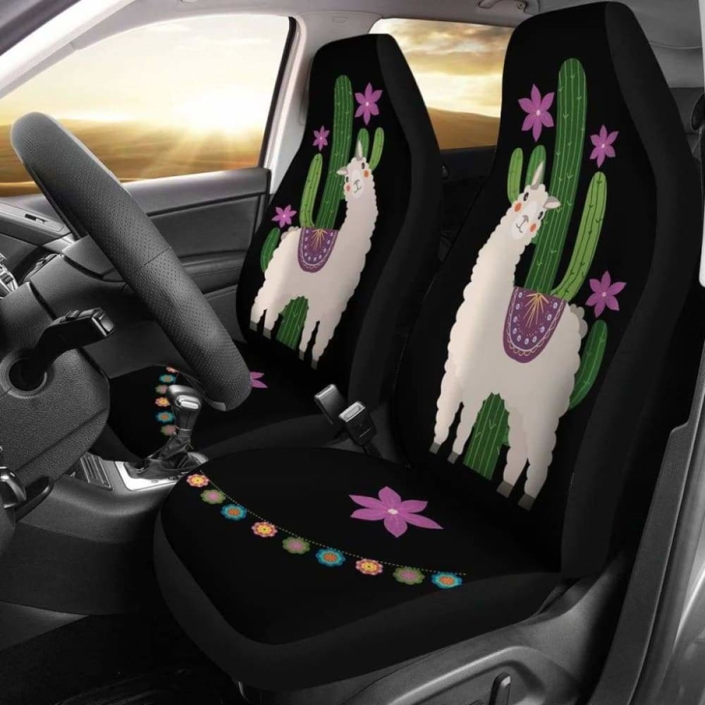 Alpaca Wool Car Seat Covers - Bohemian Hippie Style with Cactus & Flower Desert Design in Purple & Black (Set of 2) | Soft & Durable Protection for Cars, Trucks & SUVs | Perfect for Road Trips & Adventure Travel