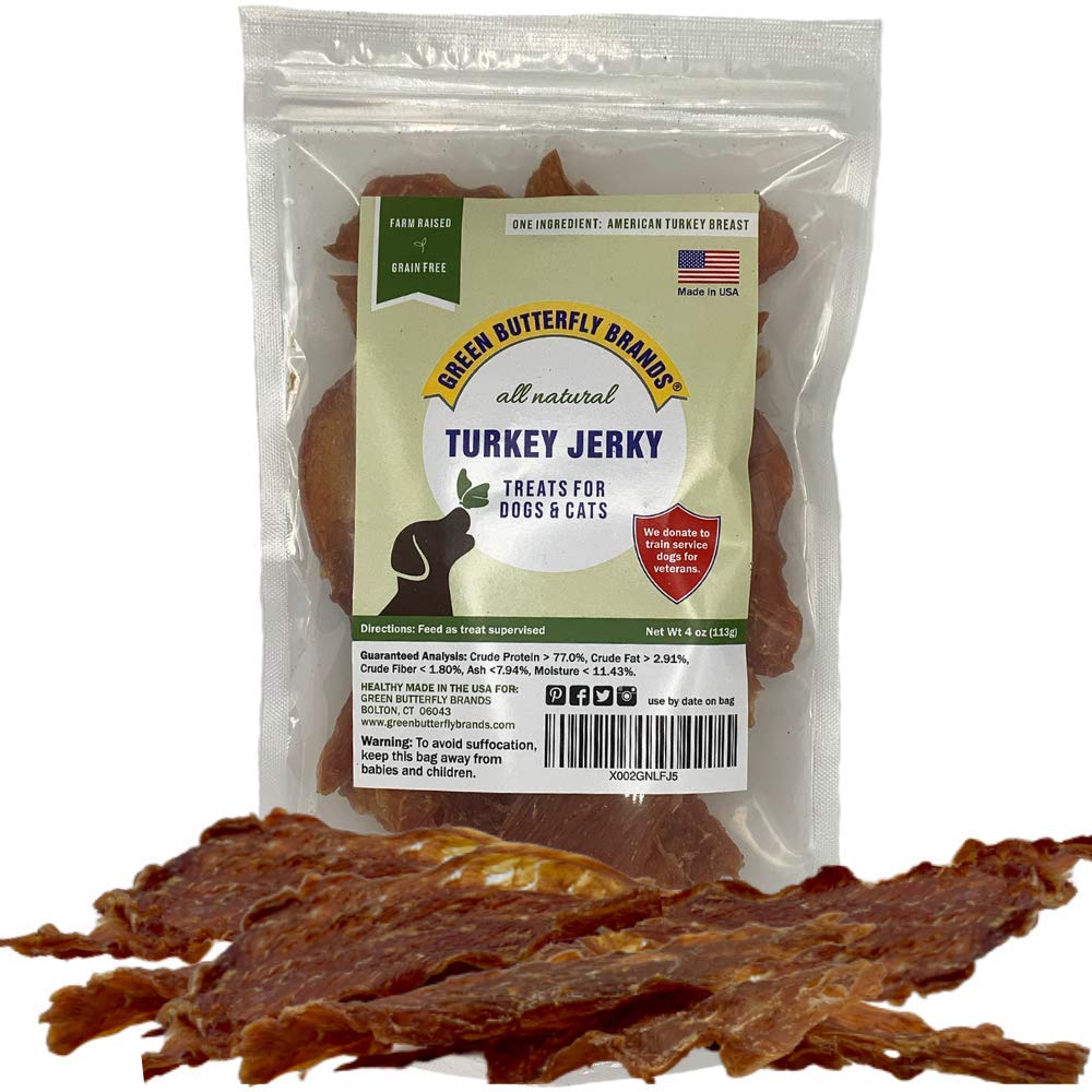 Premium USA-Made All-Natural Turkey Breast Dog Jerky Treats - Grain Free, No Preservatives - Healthy Training Snacks for Dogs & Cats - Perfect for Obedience Training, Travel Rewards, and Daily Bonding Moments