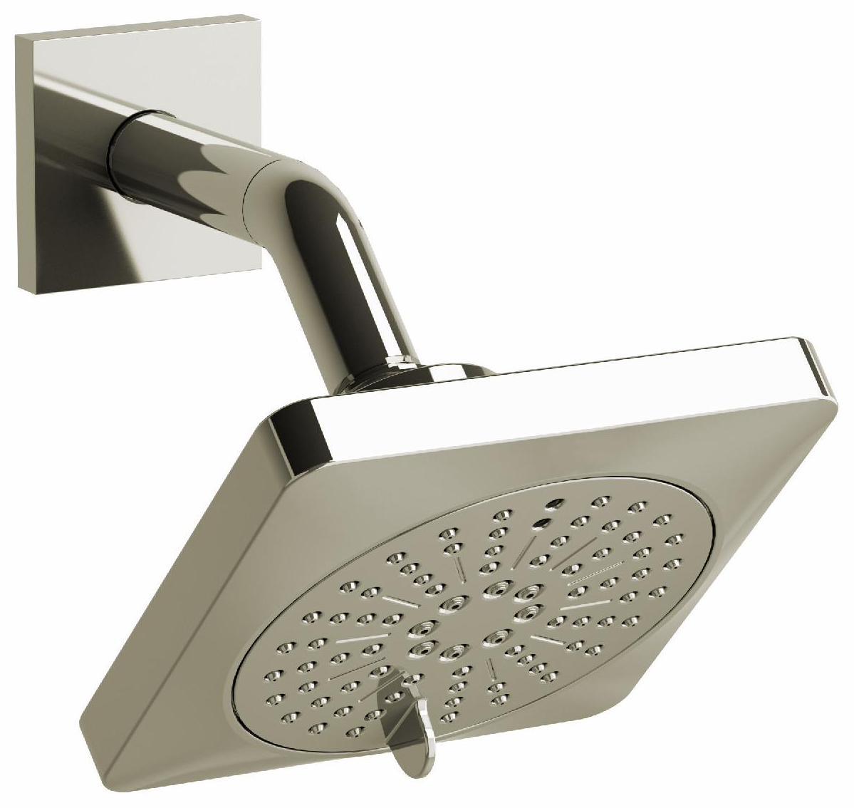 5-Function Square Showerhead with Adjustable Arm - 1.8 GPM Water Saving Design in Polished Nickel Finish (343PN WS RIOBEL) - Perfect for Modern Bathroom Renovation and Spa-Like Shower Experience