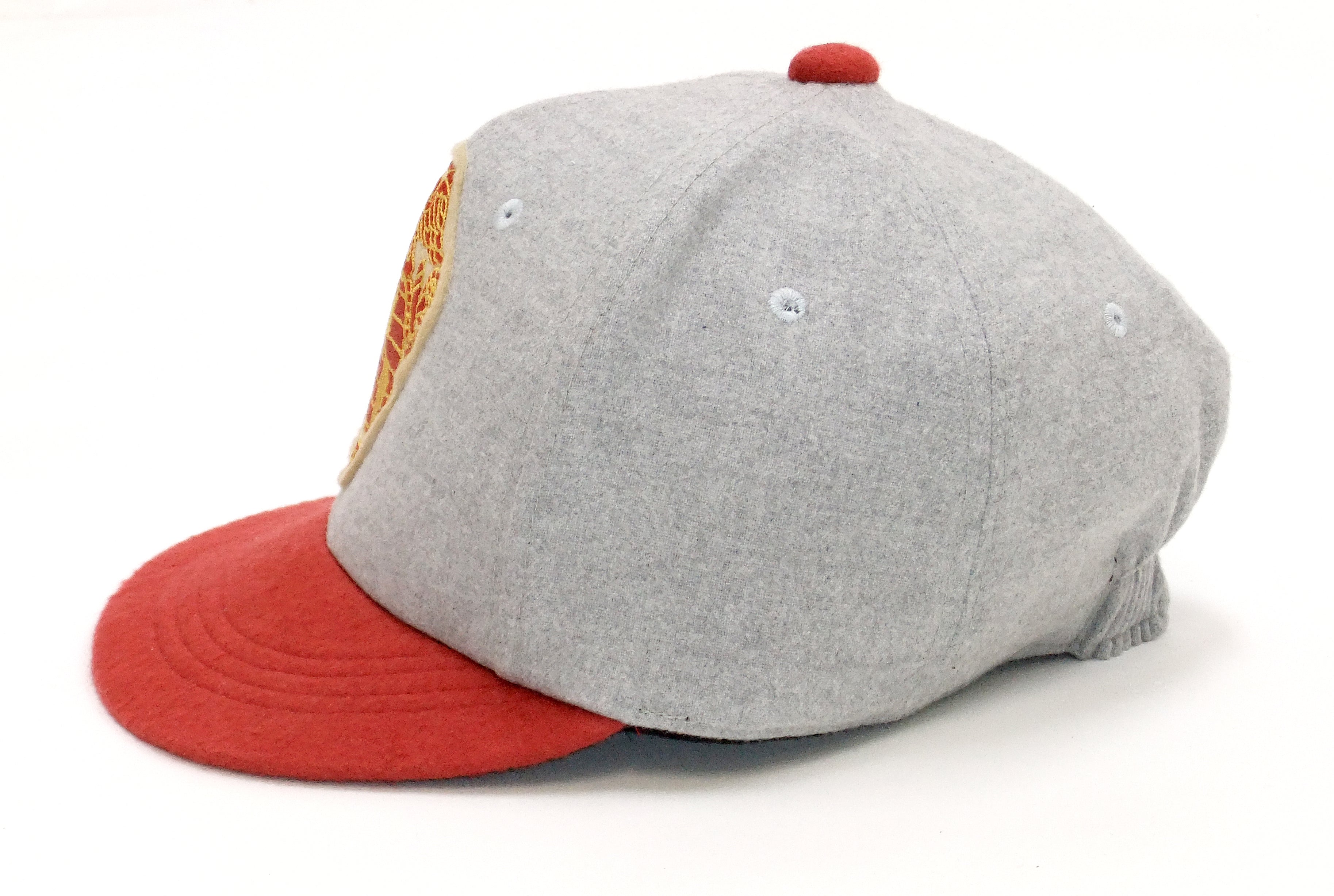 Buzz Rickson BR02788 Men's Military Style Baseball Cap - Short Brim, Casual Heather Gray/Red Hat for Outdoor Activities & Streetwear Fashion