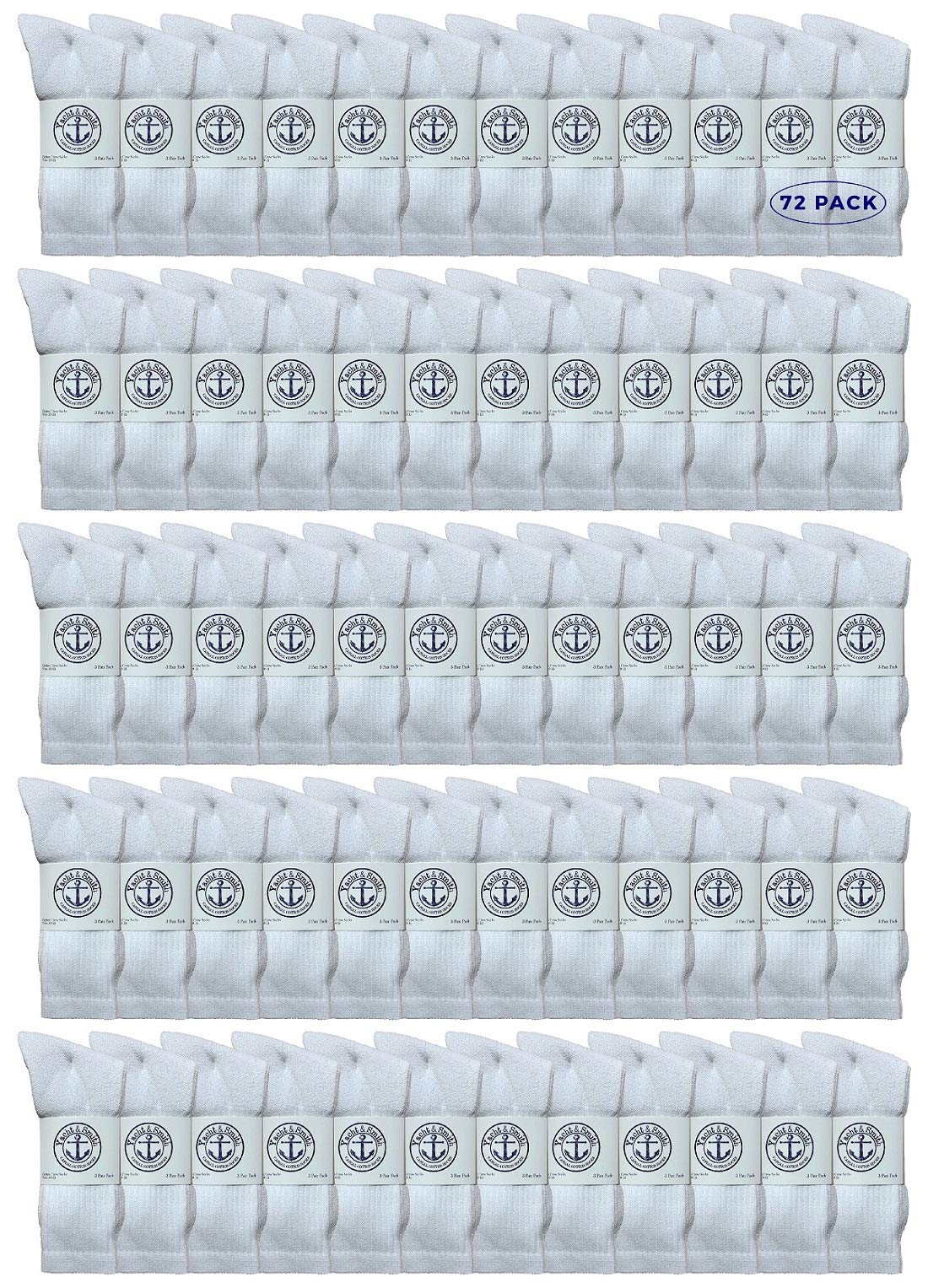 72 Pairs Women's Cotton Crew Socks - Bulk Wholesale Athletic Sports Socks (Size 9-11) for Running, Gym, Yoga & Daily Wear - Yacht & Smith Brand