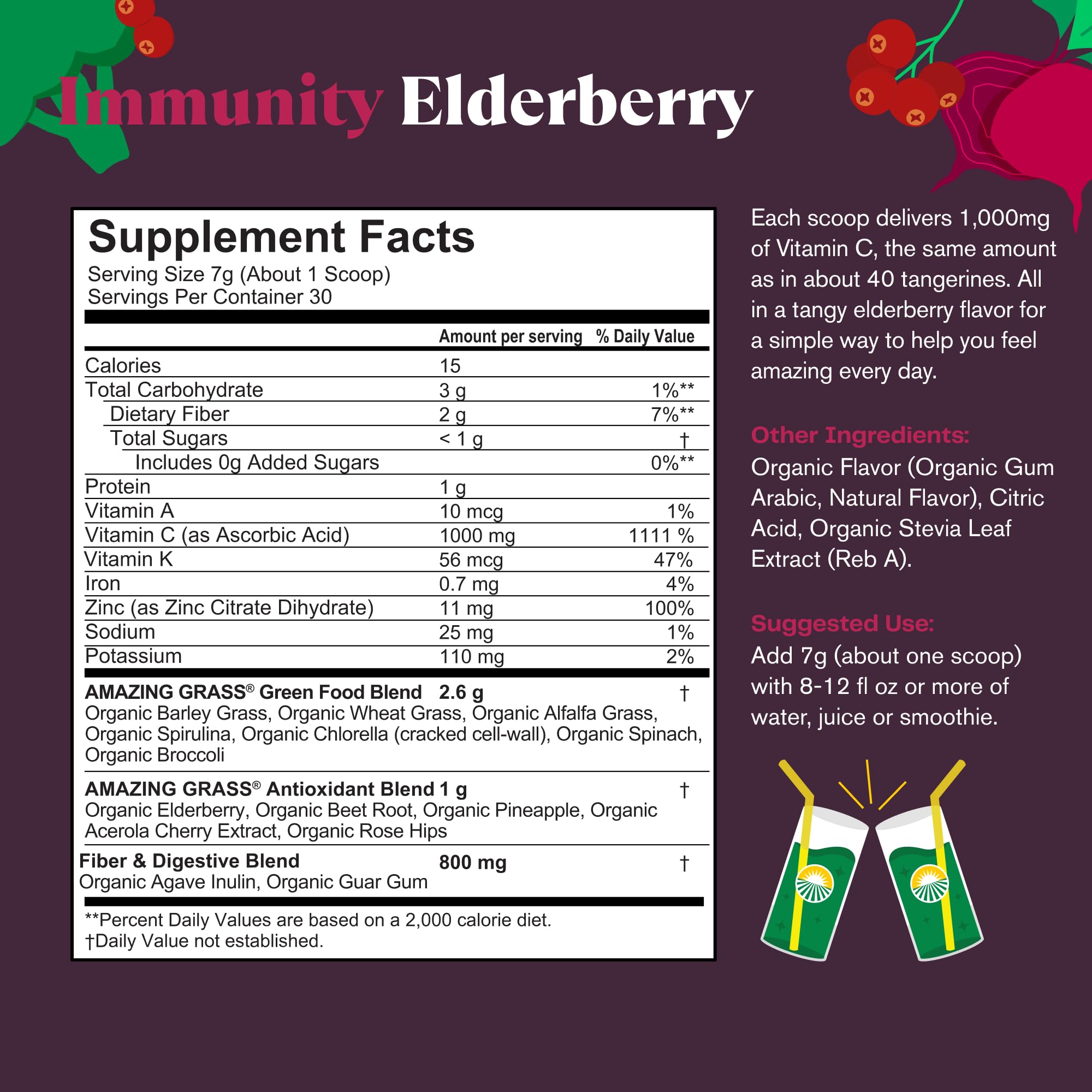 Amazing Grass Greens Superfood Powder - Organic Spirulina, Chlorella, Beet Root with Digestive Enzymes & Probiotics for Immune Support & Gut Health - 30 Servings | Perfect for Smoothies, Juices & Daily Wellness Routine