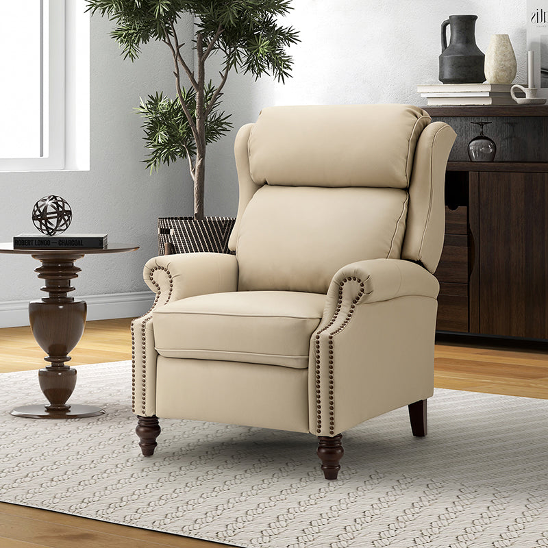 Lucina Genuine Leather Manual Recliner Chair - Handcrafted Premium Leather Living Room Furniture for Relaxation & Comfort - Perfect for Home Theater, Reading Nook, and Office Lounge