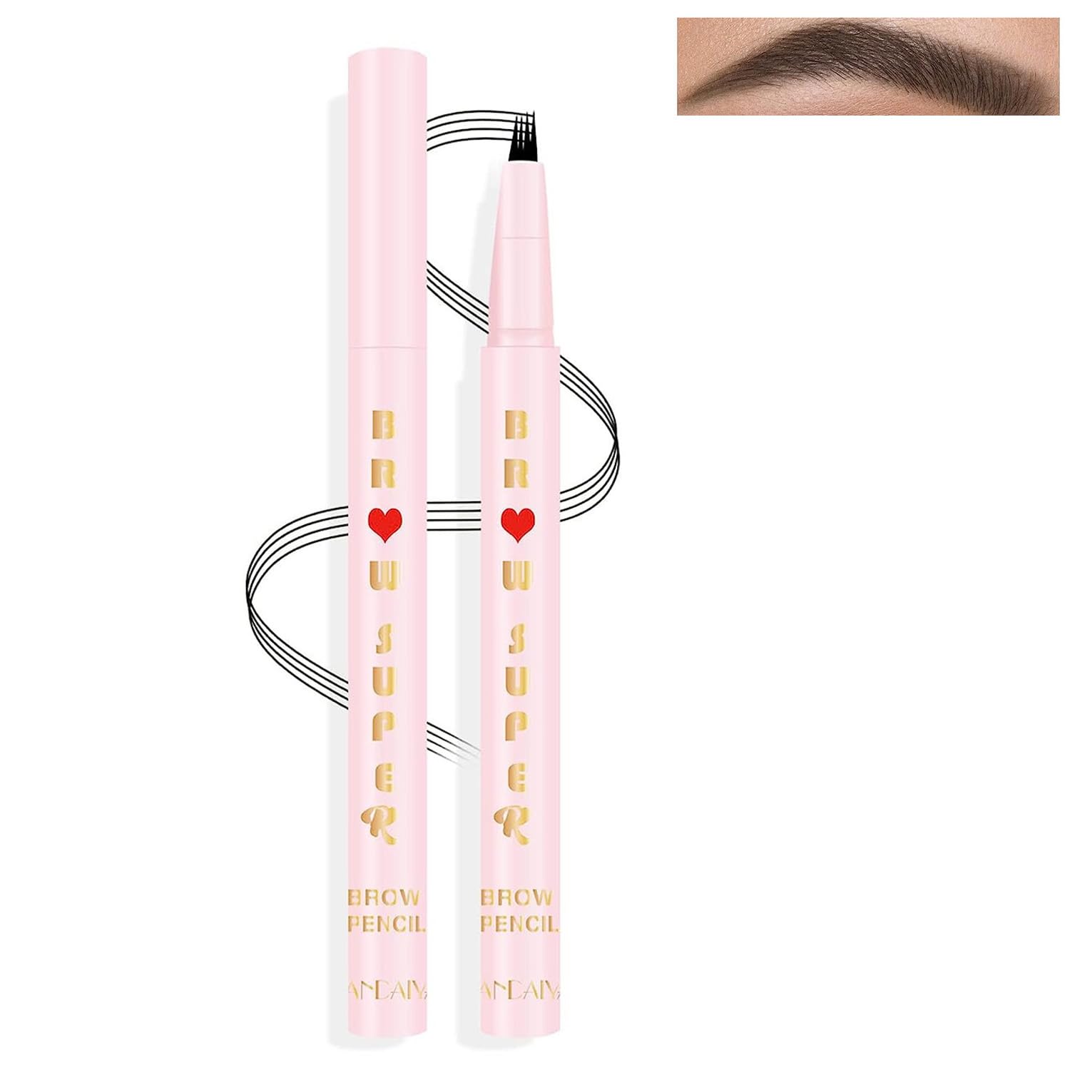 Micro 4-Point Eyebrow Pen - Ultra-Fine Waterproof & Long-Lasting - Natural Look for Daily Makeup