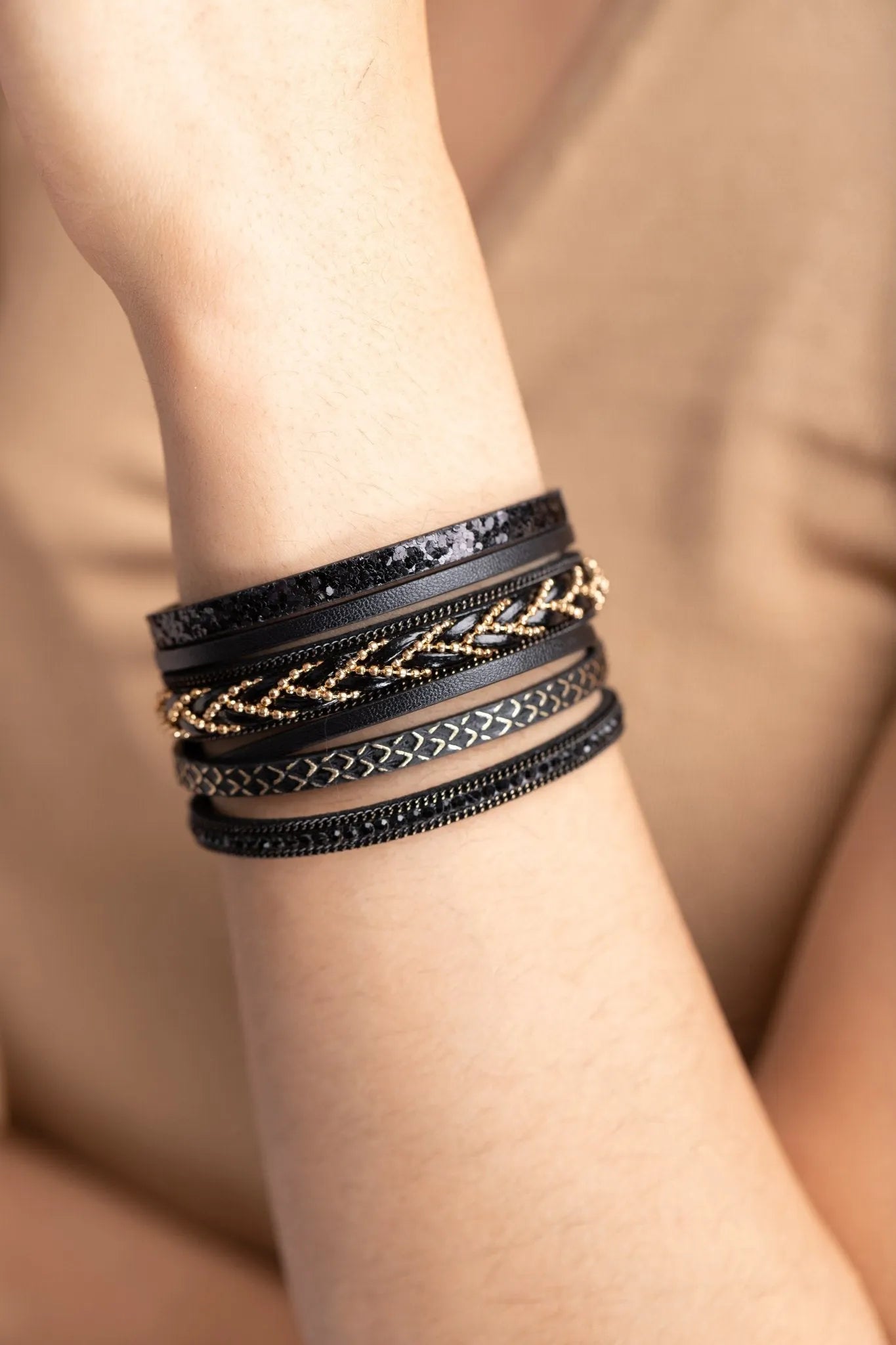 Braided Leather Multi Strand Bracelet for Women - Handmade Boho Style Adjustable Wrap Bracelet - Perfect for Casual Wear, Festivals, and Gift Giving