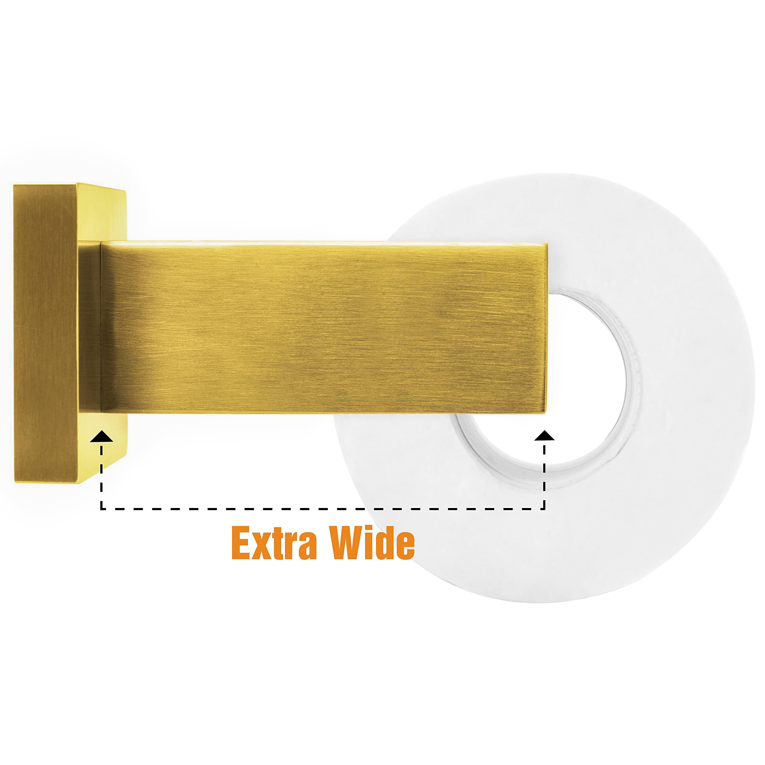 HITSLAM Brushed Gold Brass Toilet Paper Holder - Premium 304 Stainless Steel Wall Mount Bathroom Tissue Roll Holder - Rustproof Square Design for Modern Home & Luxury Hotel Bathrooms
