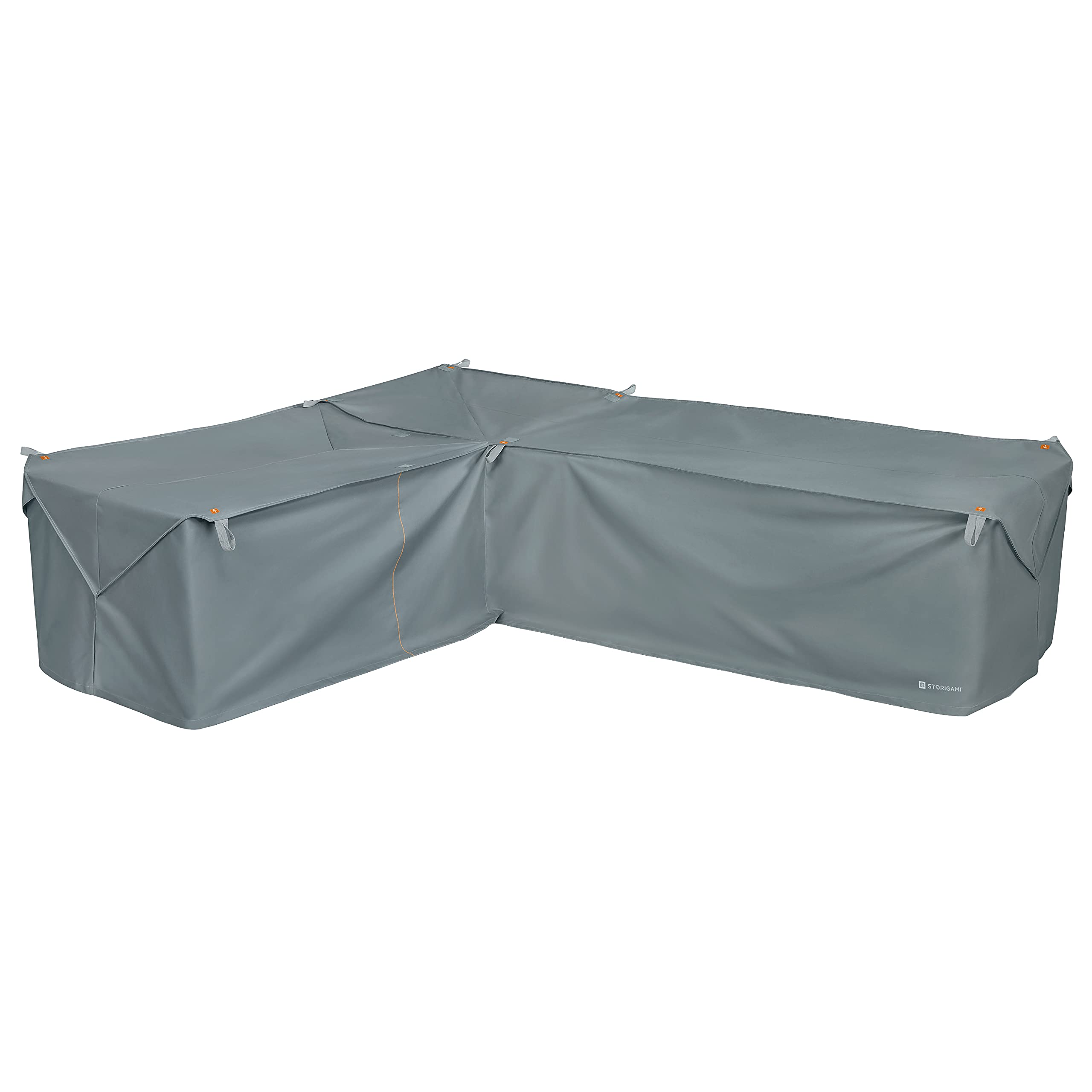 Storigami Water-Resistant 104 Inch Easy Fold Patio Left-Facing Sectional Lounge Set Cover - Monument Grey | Heavy Duty Outdoor Furniture Protection for Sofa, Loveseat & Sectionals | All-Weather Cover for Rain, Snow & UV Protection
