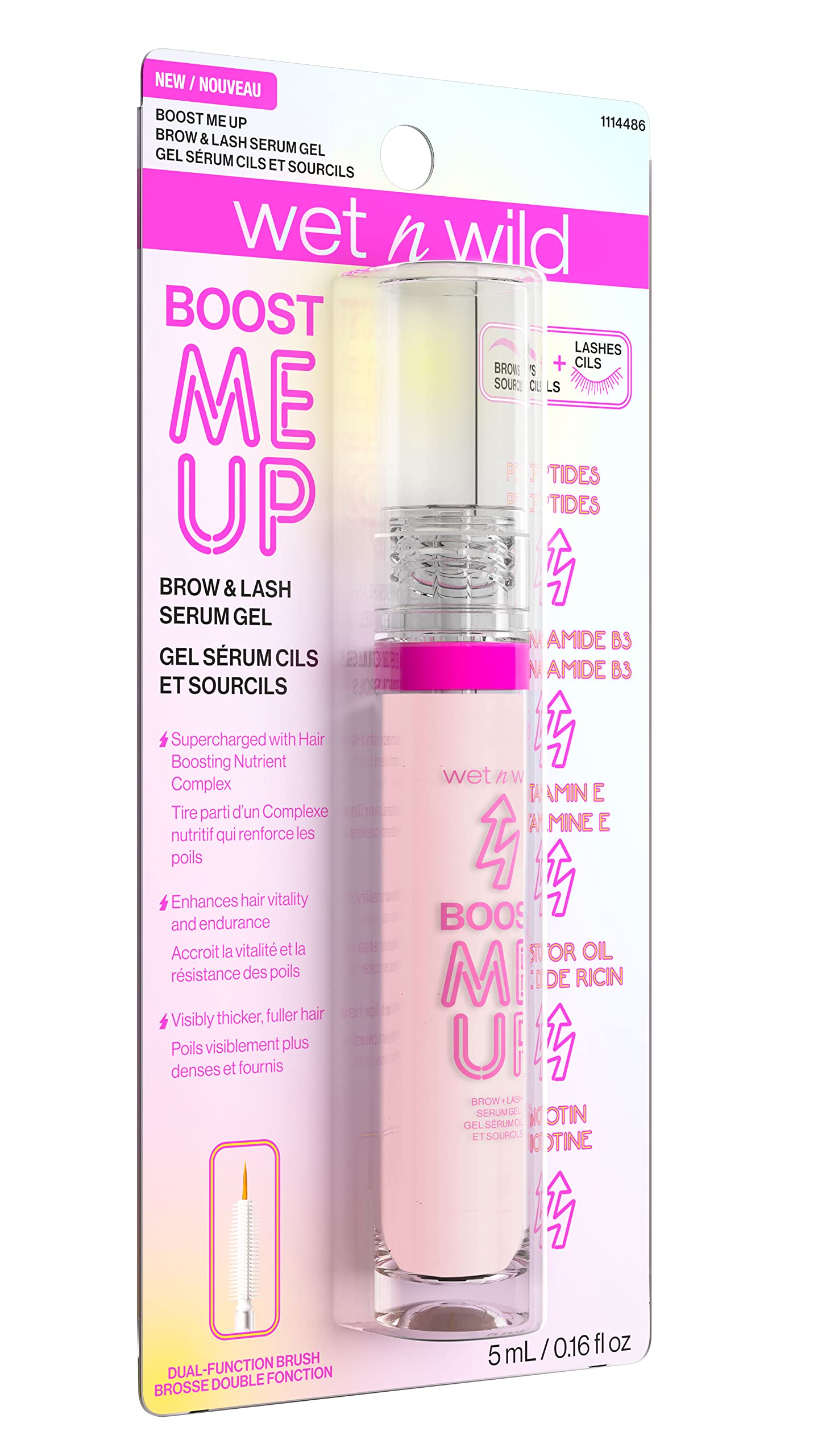 Wet n Wild Boost Me Up Brow & Lash Growth Serum - Natural Eyelash & Eyebrow Enhancer for Thicker, Fuller Lashes & Brows | Perfect for Daily Beauty Routine & Nighttime Care