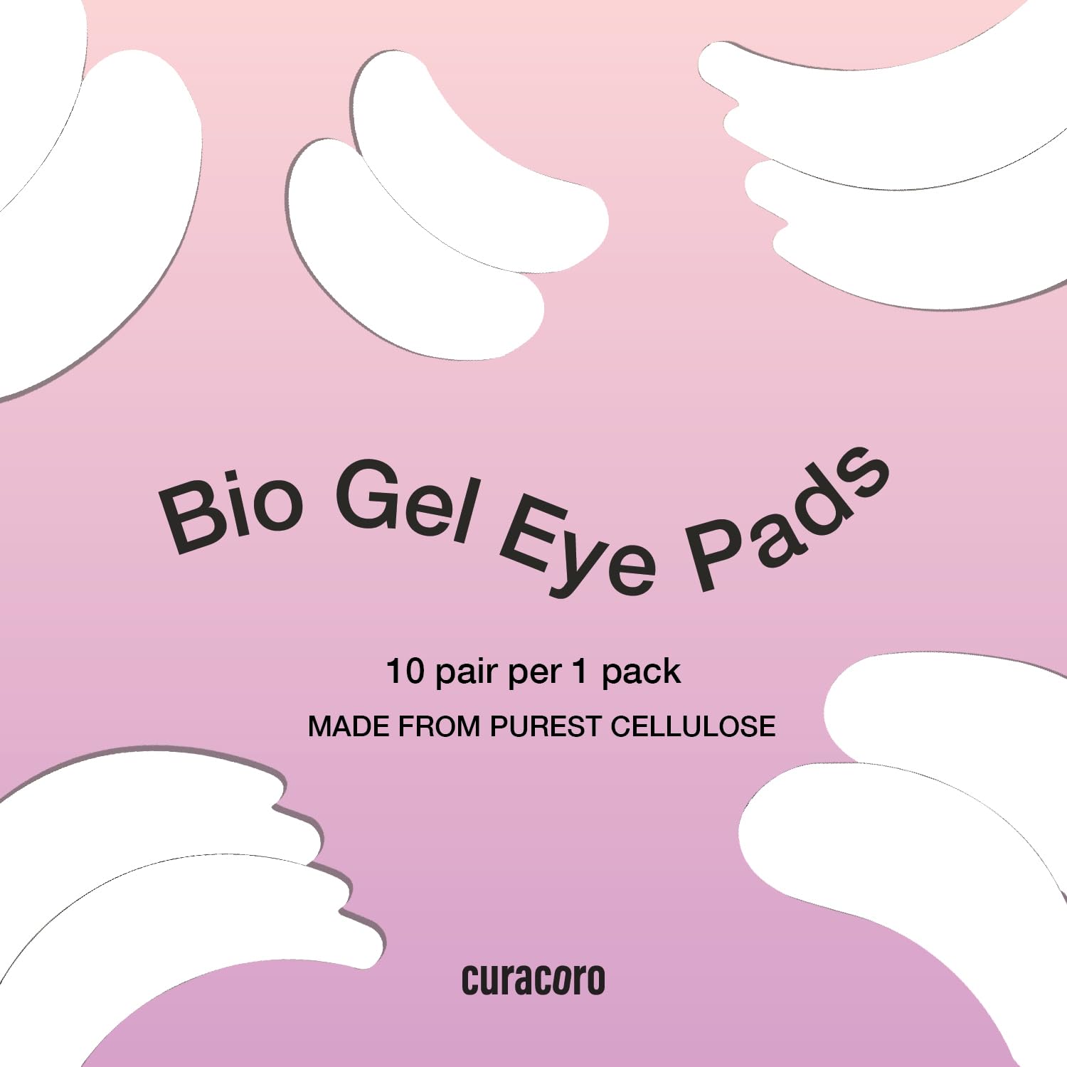 Curacoro Biogel Eye Pads for Eyelash Extensions | Soft Sticky Under Eye Pads for Sensitive Skin | Eyelash Extension Supplies & Remover for Lash Perm, Lamination (10 Pairs) | Perfect for Salon Professionals & At-Home Lash Care