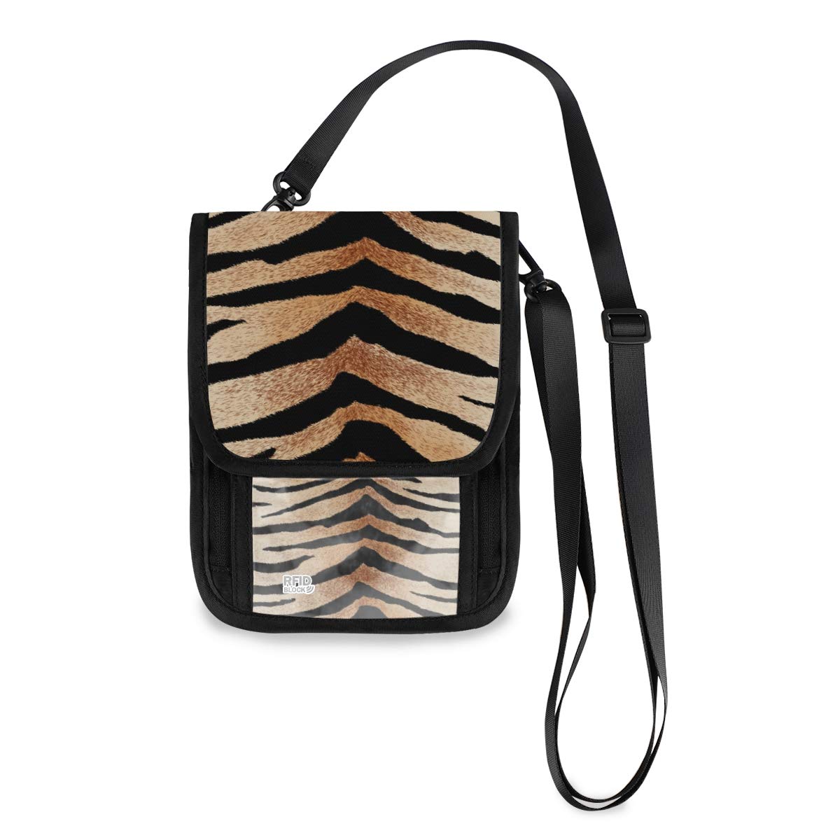 ALAZA Tiger Zebra Animal Print RFID Blocking Crossbody Wallet Phone Bag - Small RFID Passport Holder with Credit Card Slots for Women, Travel, Shopping & Daily Use