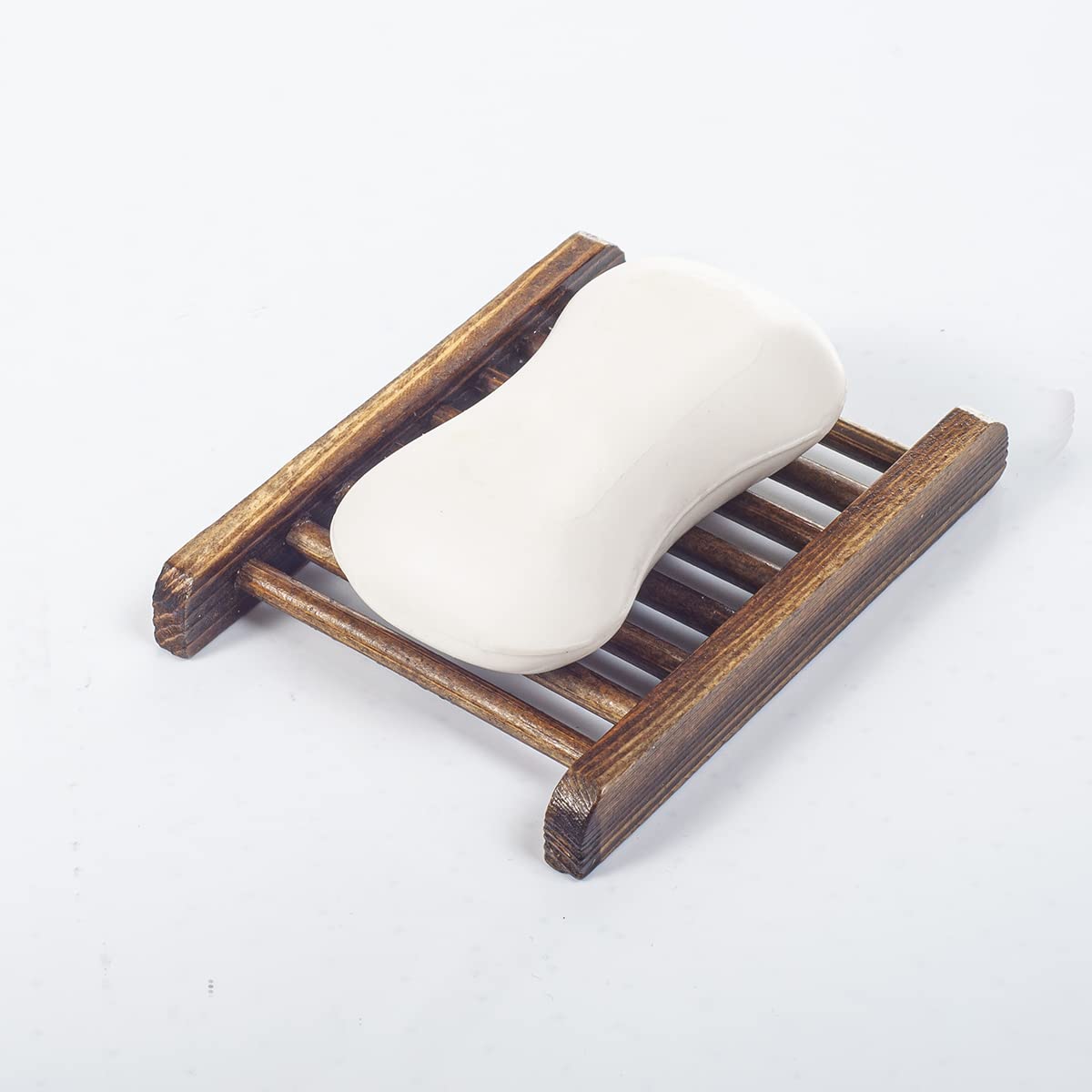 10-Piece Bamboo Wood Soap Holder Set - Handcrafted Wooden Soap Case for Bathroom, Bathtub & Shower - Natural Charcoal Finish - Perfect for Spa, Guest Bath & Luxury Home Decor
