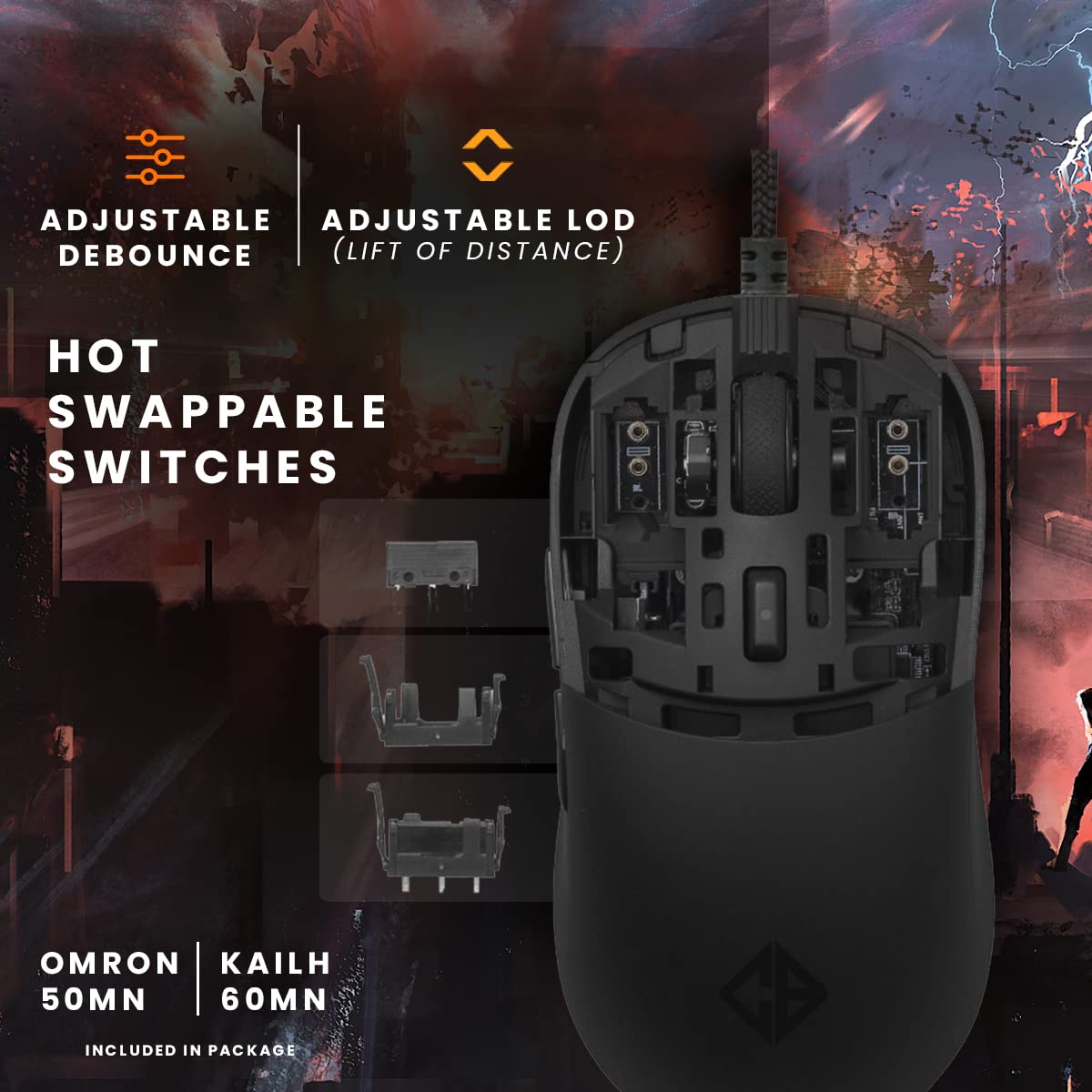 Cosmic Byte Unisex Kilonova 3370IC PRO X-Light Wired Gaming Mouse - 16000 DPI, 7 Buttons, RGB Lighting - Perfect for FPS, MOBA & Esports Gaming (Black)