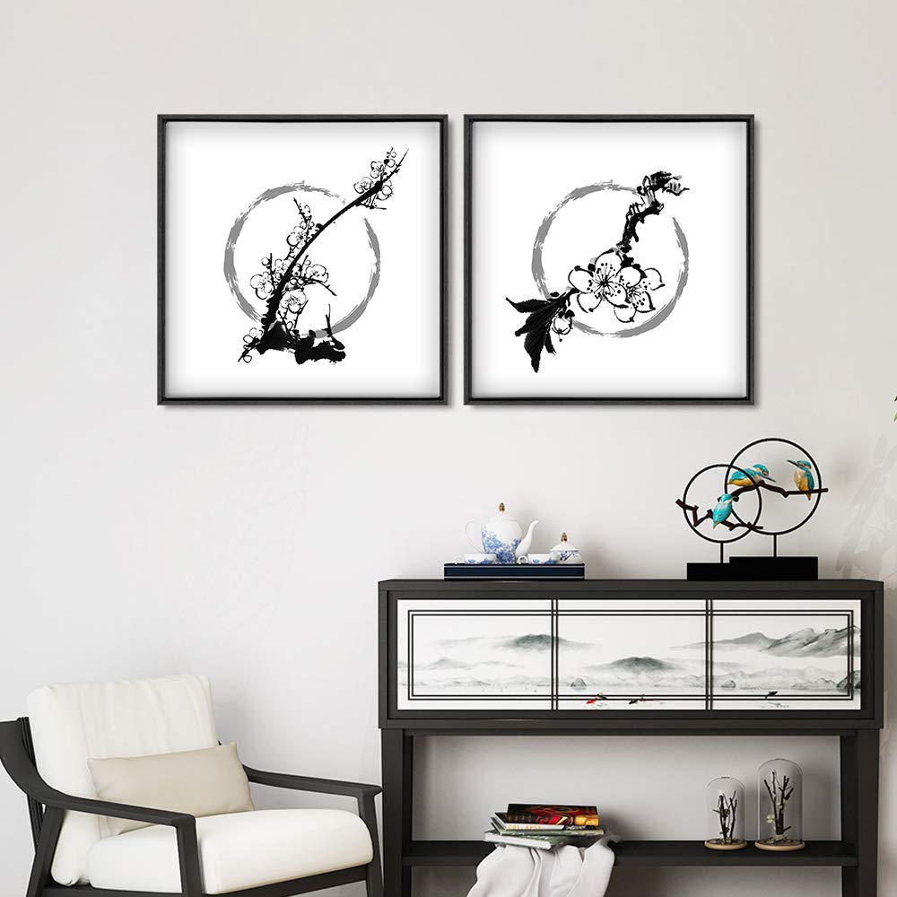 Wall26 2-Panel Framed Canvas Wall Art Set - 16x16 Inch Ink Theme Modern Home Decor for Living Room & Bedroom - Ready to Hang Painting for Contemporary Interior Design