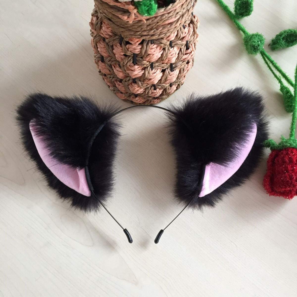Fxaelian Animal Fox Cat Dog Ears Headband - Cute Fluffy Cosplay Costume Accessories for Halloween, Christmas Parties, Anime Conventions & Themed Events