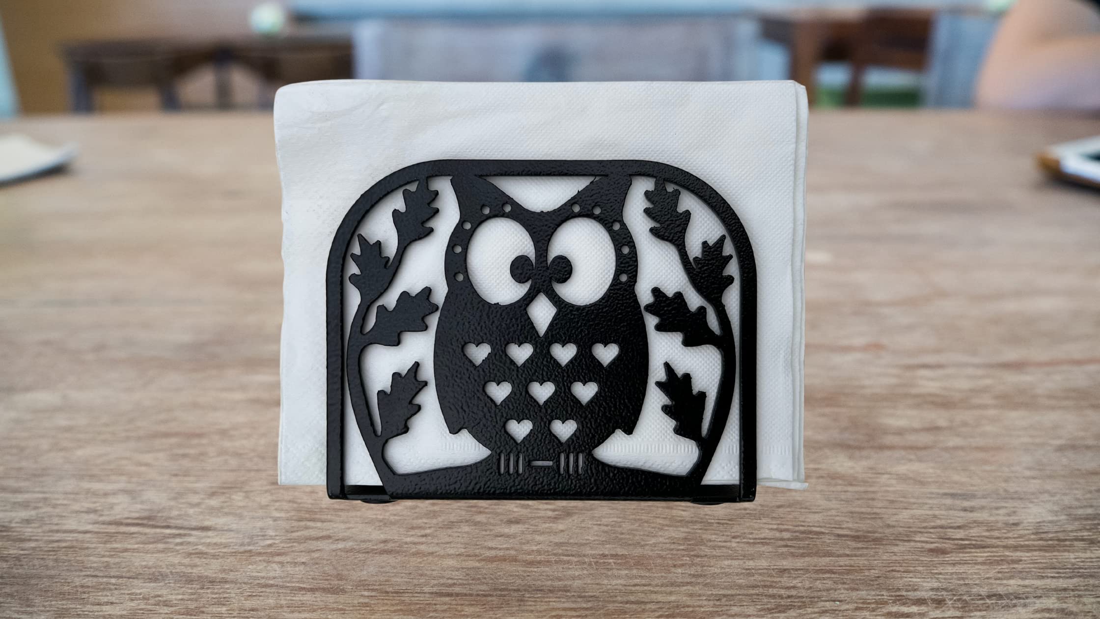 Modern Owl Napkin Holder Dispenser - Farmhouse Style Kitchen & Dining Table Decor, Paper Napkin & Tissue Organizer for Home, Restaurant, and Party Use