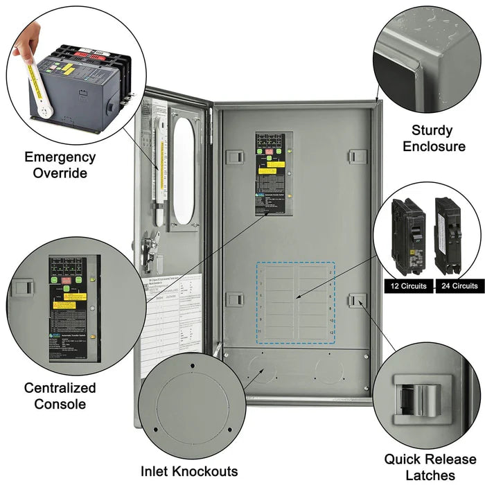 Natures Generator 50A Automatic Transfer Switch for Home Backup Power - Seamless Power Transition During Outages & Emergency Use