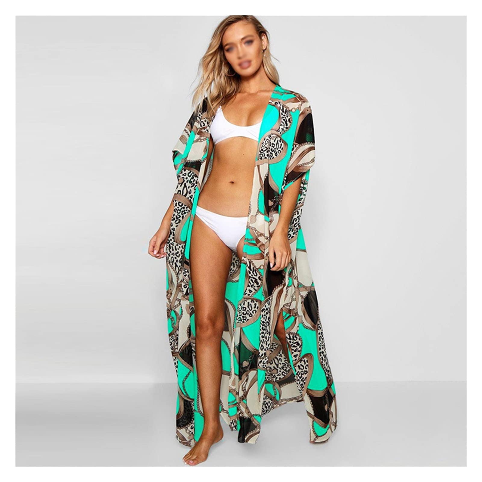 Stylish Cotton Long Kimono Cardigan for Women - Plus Size Beachwear Cover Up with Side Slit - Boho Chic Loungewear & Summer Outfit Essential (Color: A, Size: One Size) | Perfect for Beach Vacations, Pool Parties, and Casual Everyday Wear