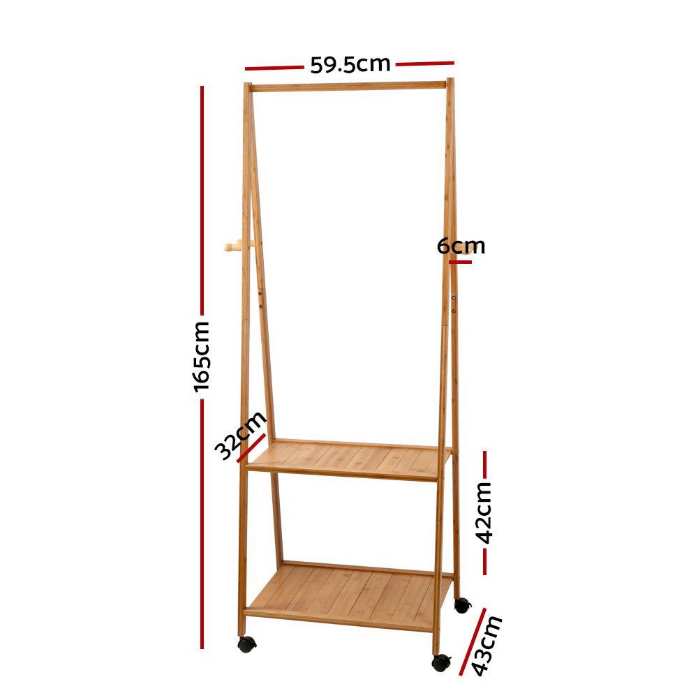 Artiss Bamboo Clothes Hanger Stand - Wooden Garment Rack for Closet Organization & Clothing Display - Perfect for Bedroom, Boutique, or Retail Store Use