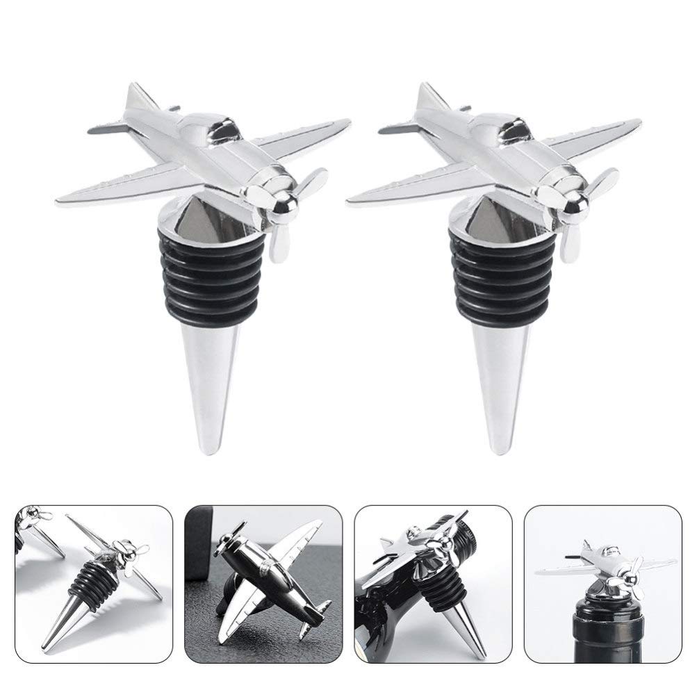 2-Pack Metal Wine Bottle Stoppers - Alloy Wine Cork Plug Seal for Red, White & Sparkling Wine - Perfect for Home Bars, Parties & Gifts