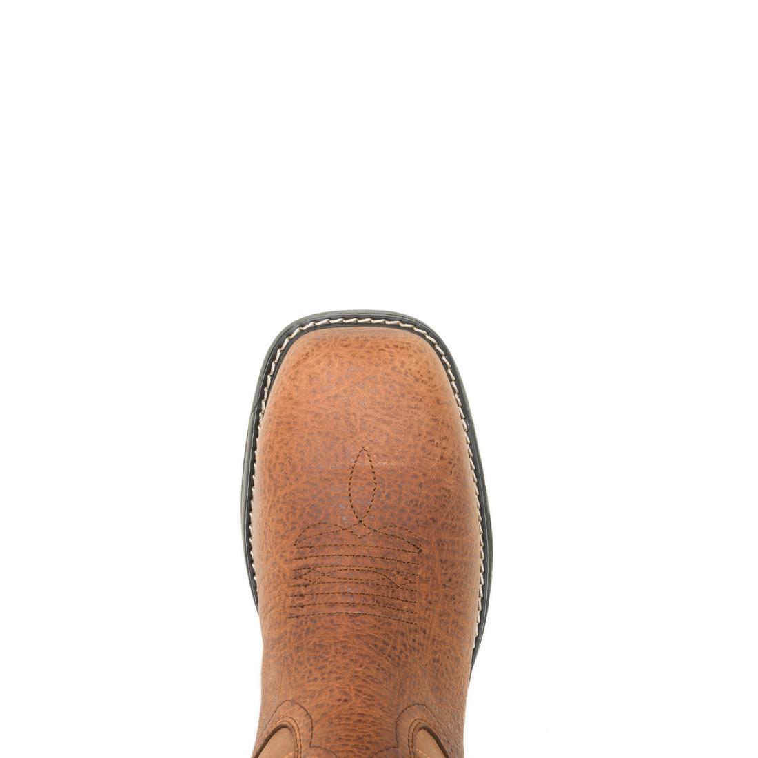 Rancher CarbonMax Pull-On Work Boots for Men - Comfortable & Durable Leather Safety Toe Boots - Ideal for Construction, Farming & Outdoor Work (Caramel)