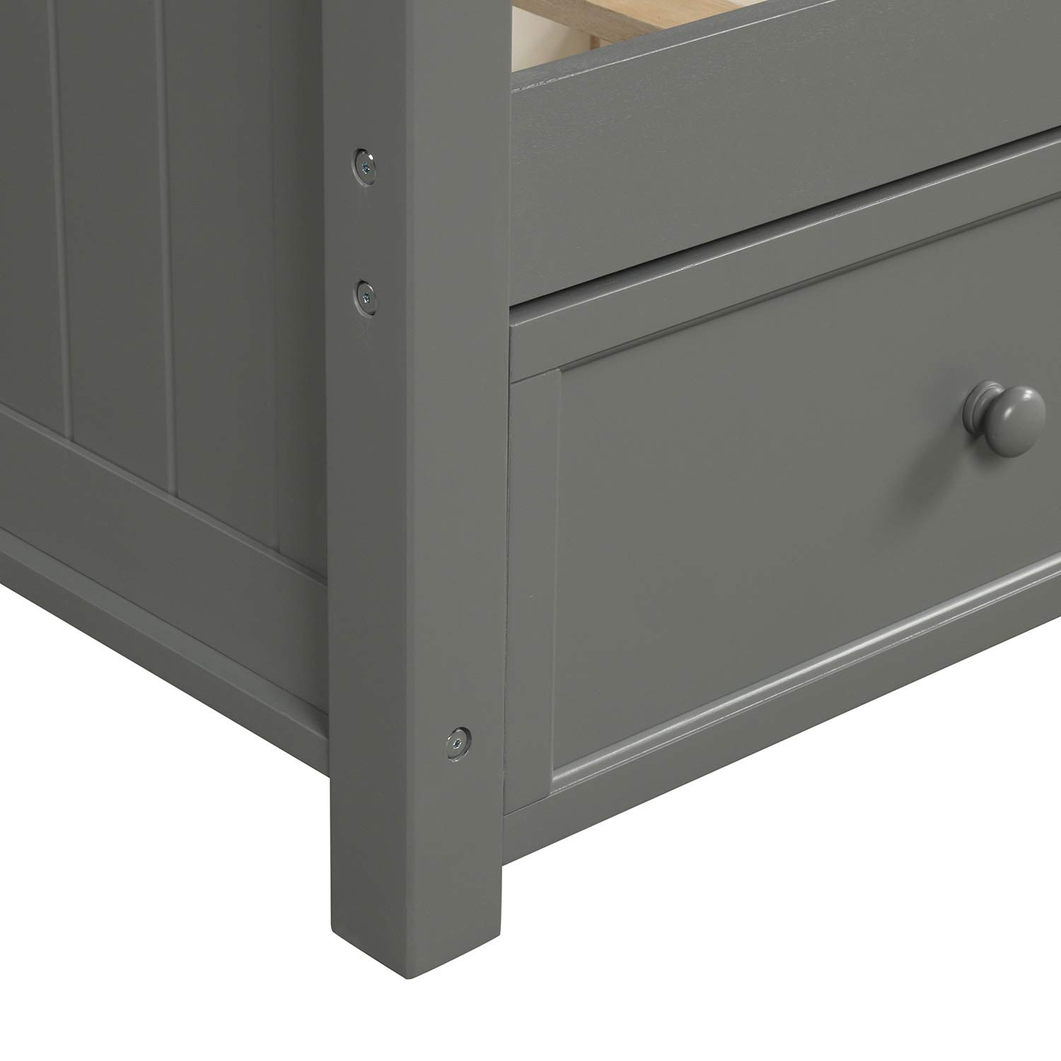 LZ LEISURE ZONE Twin Daybed with Drawers - Solid Wood Twin Size Daybed Frame, Convertible Sofa Bed for Bedroom & Living Room, No Box Spring Needed (Grey) - Perfect for Guest Rooms, Small Spaces & Multi-Functional Furniture Needs