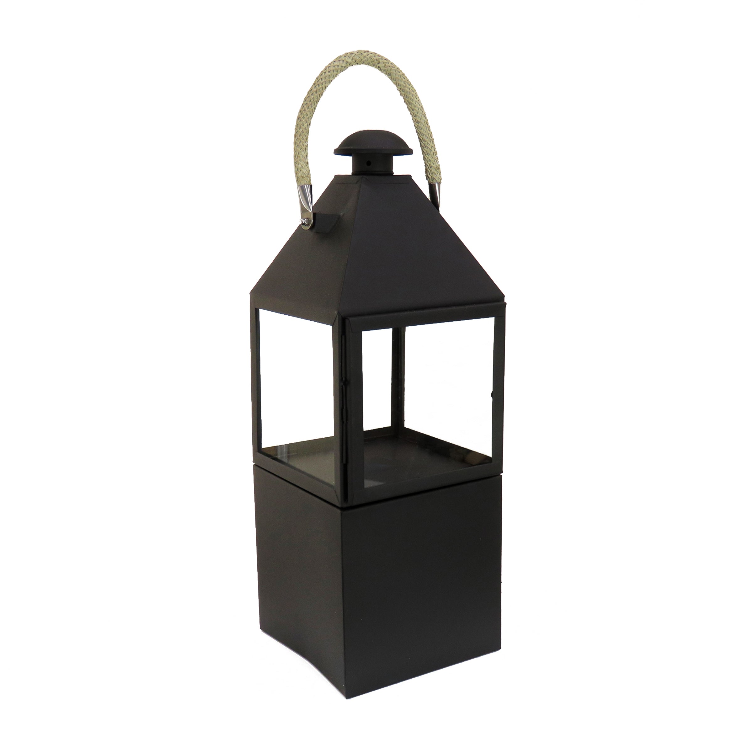 29 Inch Matte Black Enclosed Glass Outdoor Lantern Candle Holder - Perfect for Patio, Garden, Porch & Backyard Decor