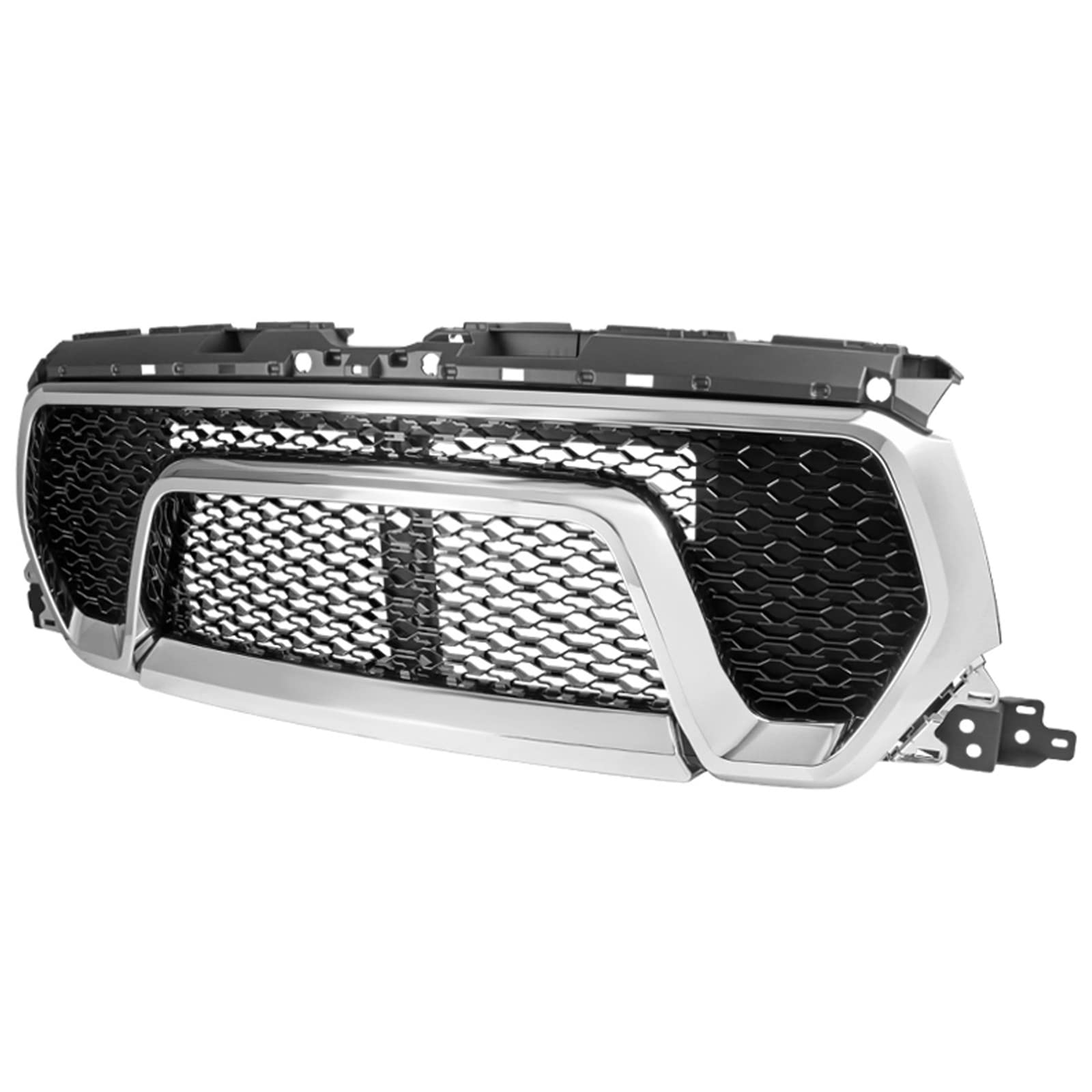 IKON MOTORSPORTS Chrome Rebel Style Front Bumper Hood Upper Grill Compatible With 2019-2023 Dodge Ram 1500 Tradesman Big Horn Laramie - Upgrade Your Truck's Appearance for Off-Road & Daily Driving