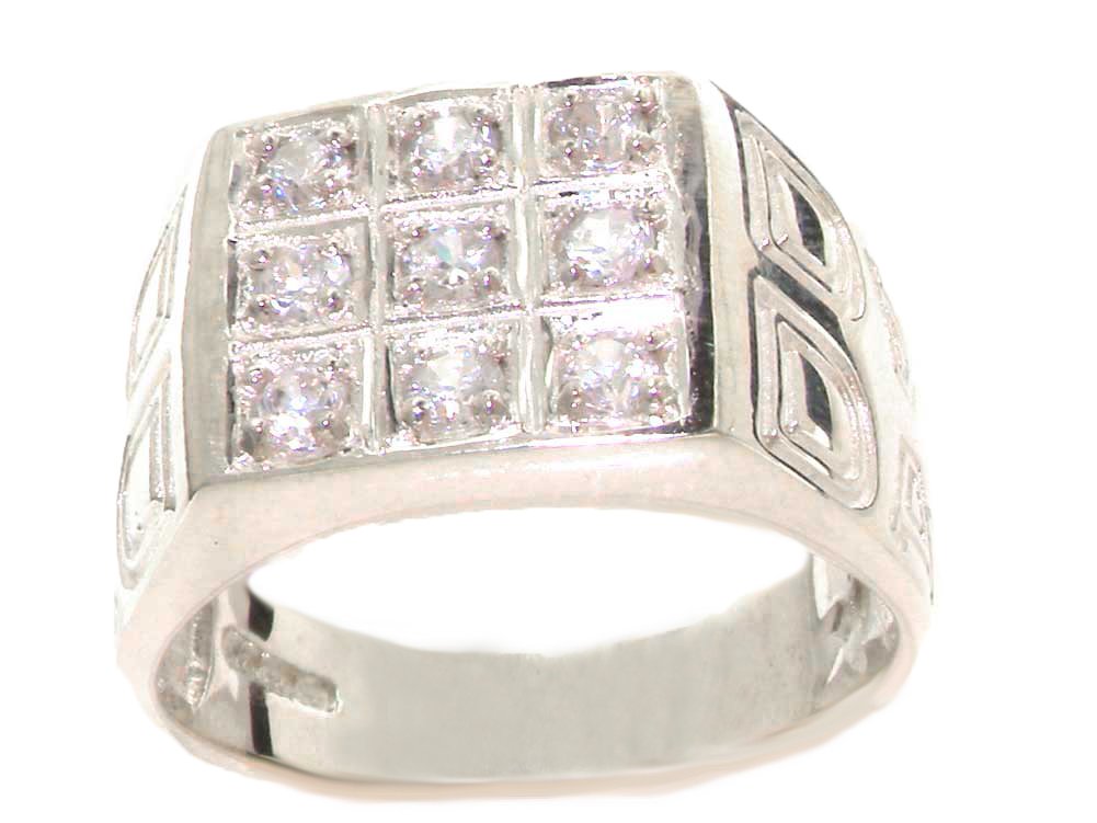 925 Sterling Silver Cubic Zirconia Men's Signet Ring - Elegant Anniversary Gift for Him - Perfect for Weddings, Engagements & Special Occasions