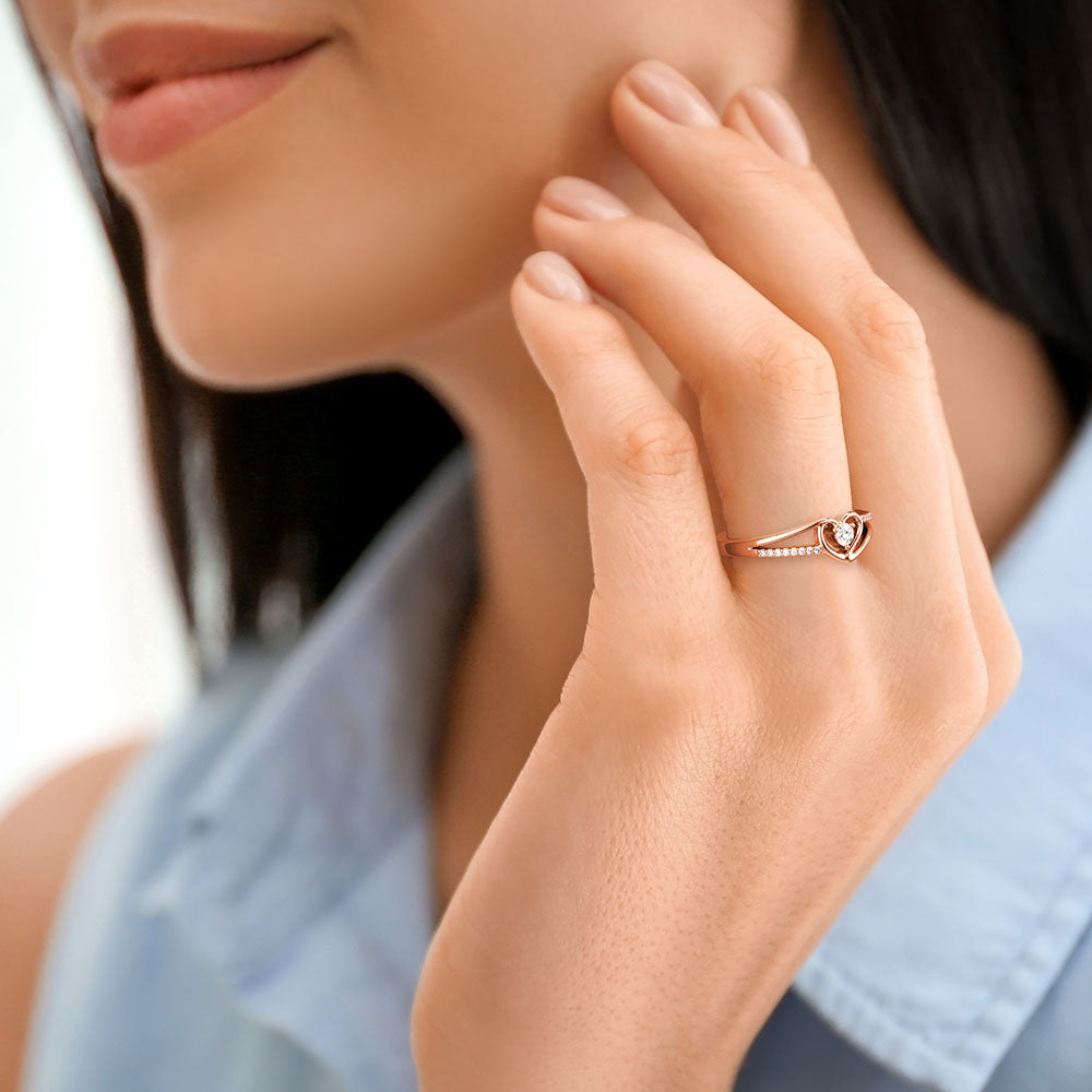 Lab Grown Diamond Heart Solitaire Promise Ring - 14K White Gold Engagement Ring for Women, Gift for Girlfriend, Anniversary & Valentine's Day Jewelry