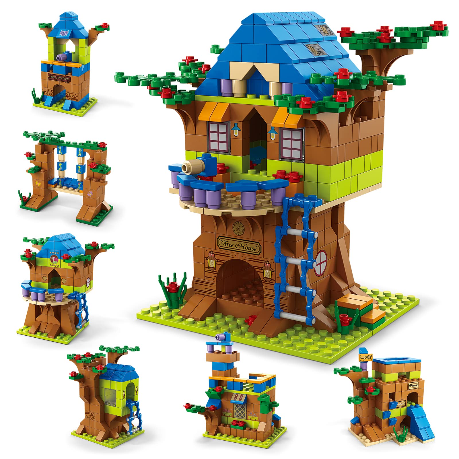 HISHERTOY 1000 PCS STEM Building Blocks Kit - 6 in 1 Creative Friendship Tree House Set for Kids Ages 6-12 | Educational Construction Toys for Boys & Girls | Perfect for Classroom STEM Activities, Birthday Gifts & Family Bonding Time