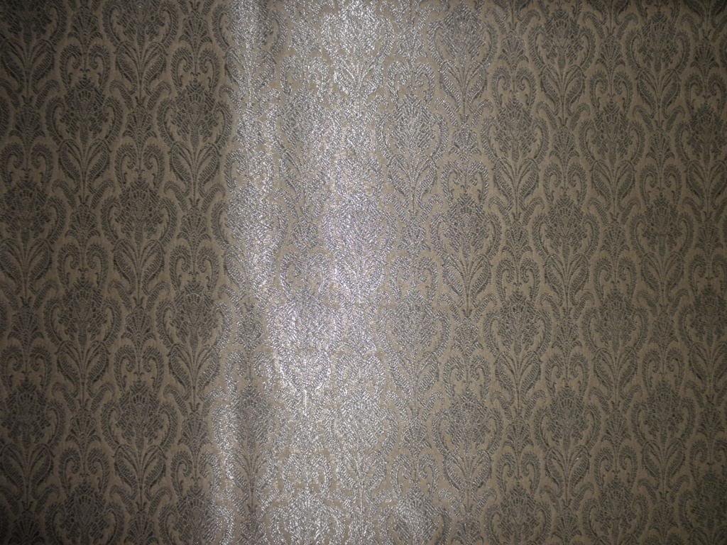 Luxury Silk Brocade Fabric - Sand & Metallic Silver 44