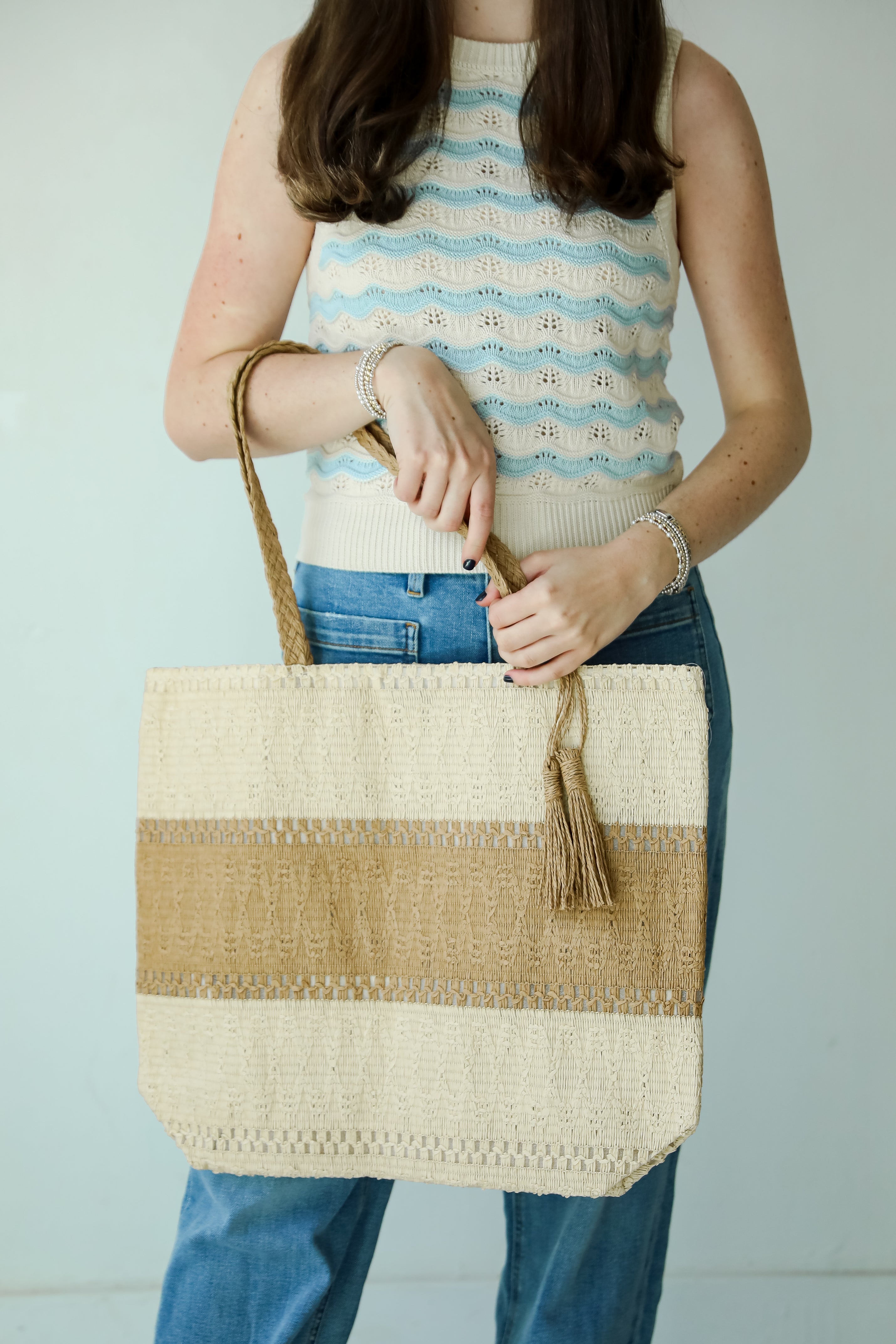 Coastal Natural Straw Tote Bag - Eco-Friendly Beach Bag for Women | Perfect for Summer Vacation, Picnic, and Shopping