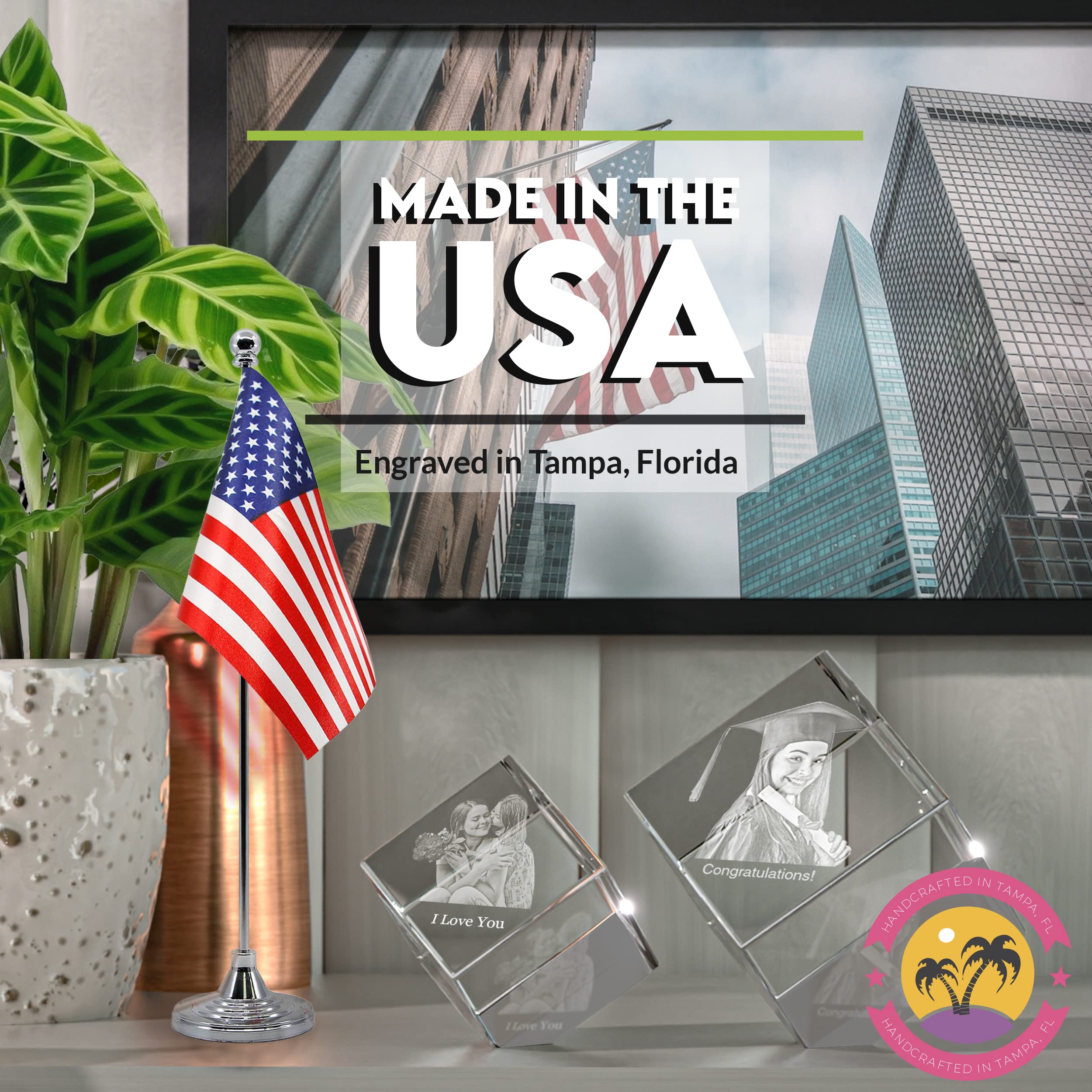 Personalized 3D Crystal Photo Gift - Custom Laser Engraved Picture Inside Diamond Crystal for Mom, Dad, Men & Women | Unique Christmas, Anniversary & Wedding Presents | Perfect for Home Decor, Office Display & Memorial Keepsakes