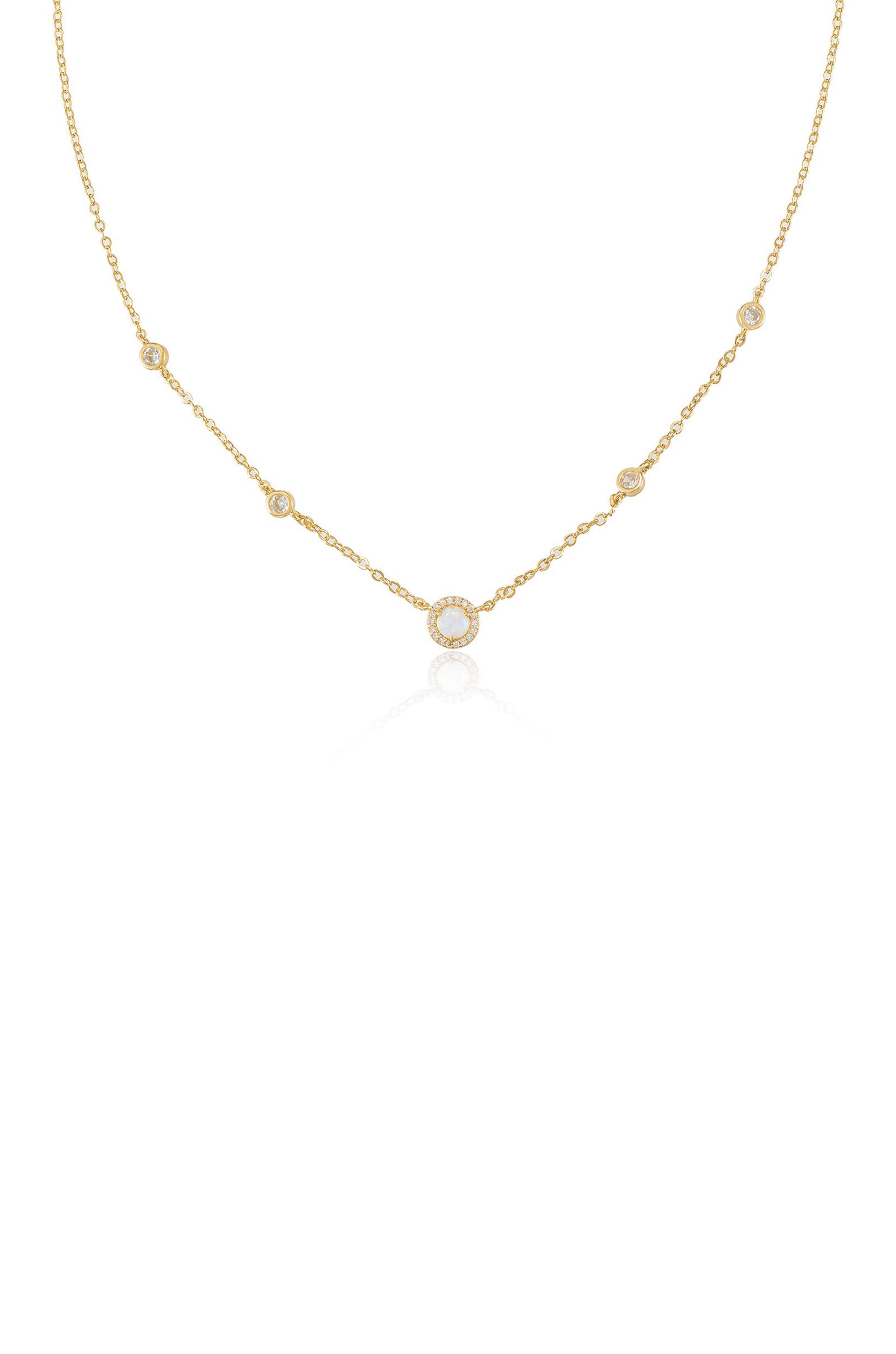 Olivia Opal and Crystal Necklace - Elegant Sterling Silver Jewelry for Women | Perfect for Weddings, Parties & Special Occasions