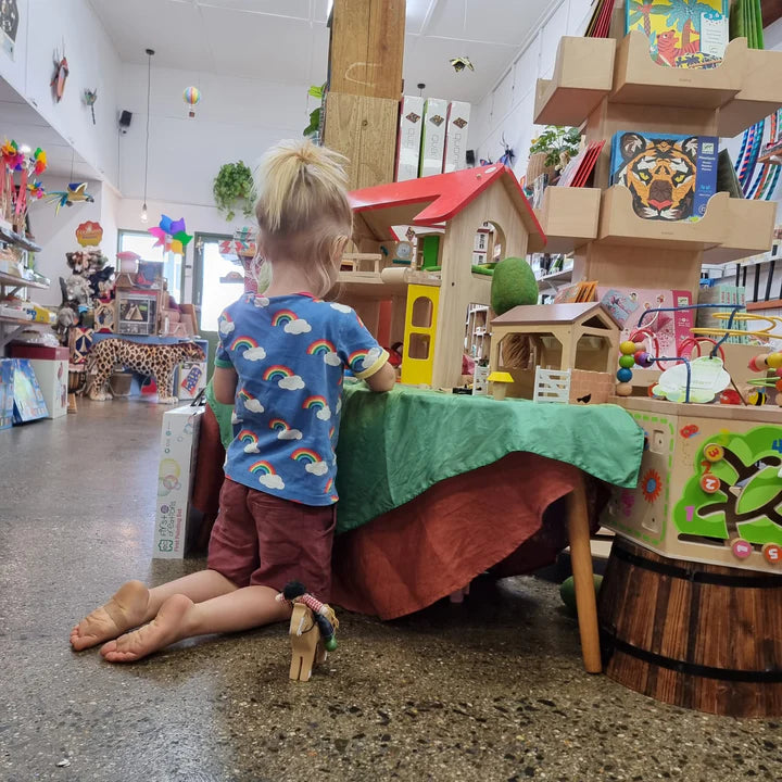 Happy Home Wooden Doll House by Voila - Handcrafted Wooden Dollhouse for Kids with Furniture, Perfect for Pretend Play & Creative Storytelling - Great Gift for Birthdays & Christmas