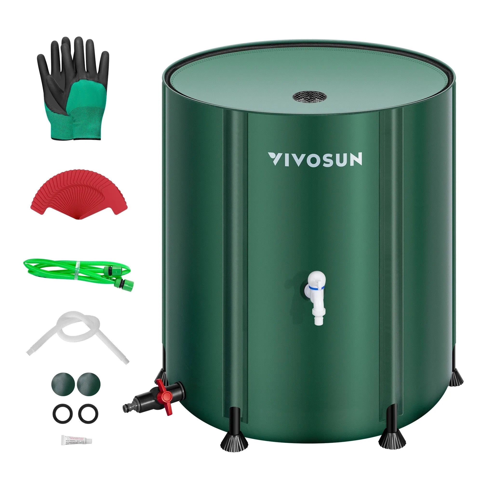 Vivosun 100 Gallon Collapsible Rain Barrel - Water Storage Container for Garden, Lawn & Outdoor Use | Eco-Friendly Rainwater Collection System | Perfect for Irrigation, Emergency Water Supply & Sustainable Living