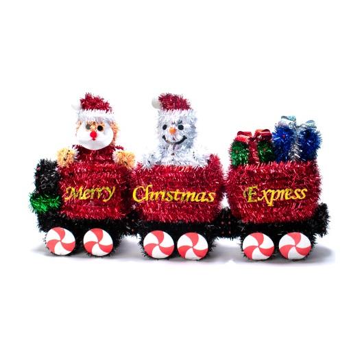 3D Tinsel Christmas Train Holiday Decoration - Festive Holiday Decor for Home, Office & Christmas Tree | Perfect for Xmas Party, Winter Wonderland & Holiday Gift