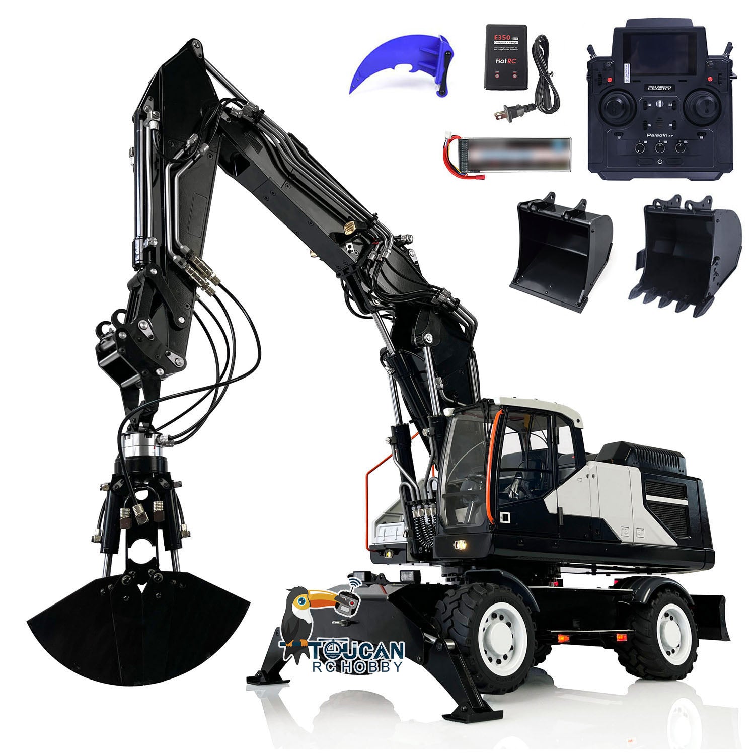 EC380 1/14 Scale RC Hydraulic Excavator Toy - Remote Control Construction Vehicle with 3-Arm Digger, Tiltable Clamshell Bucket & Wheeled Chassis | Kids Outdoor Play, Construction Simulation, STEM Learning Toy