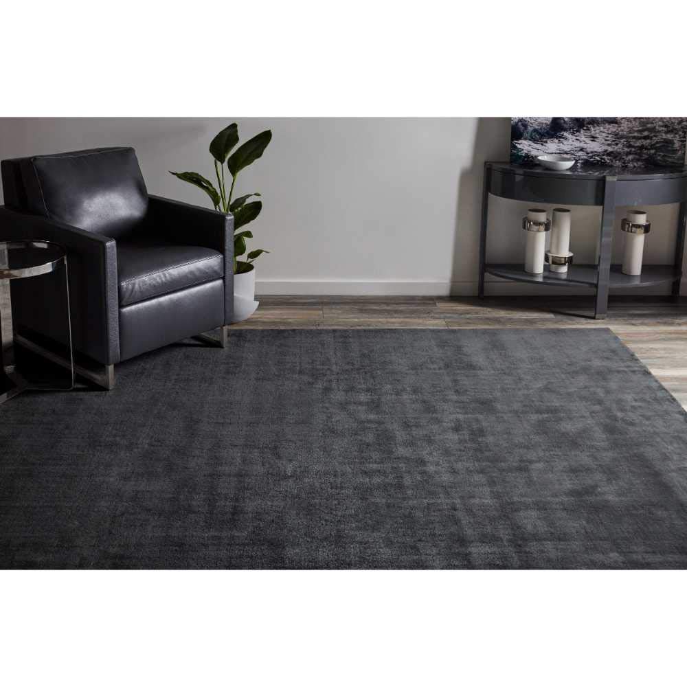 Solo Rugs Wellington Contemporary Solid Loom Knotted Area Rug - Charcoal Gray, 9' x 12' - Perfect for Living Room, Bedroom & Office Decor